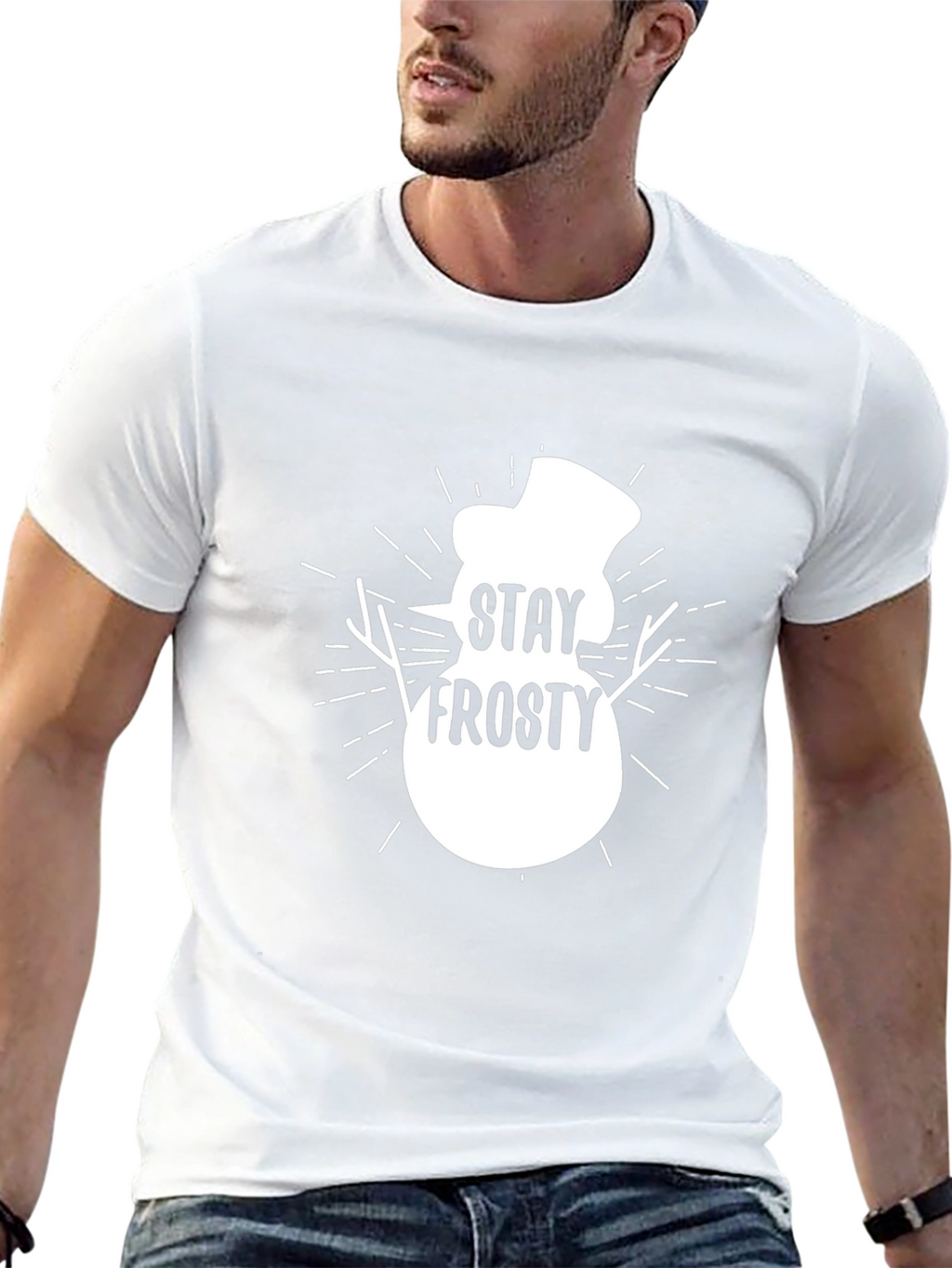 Stay Frosty Snowman Graphic Tee - Black Cotton T-Shirt