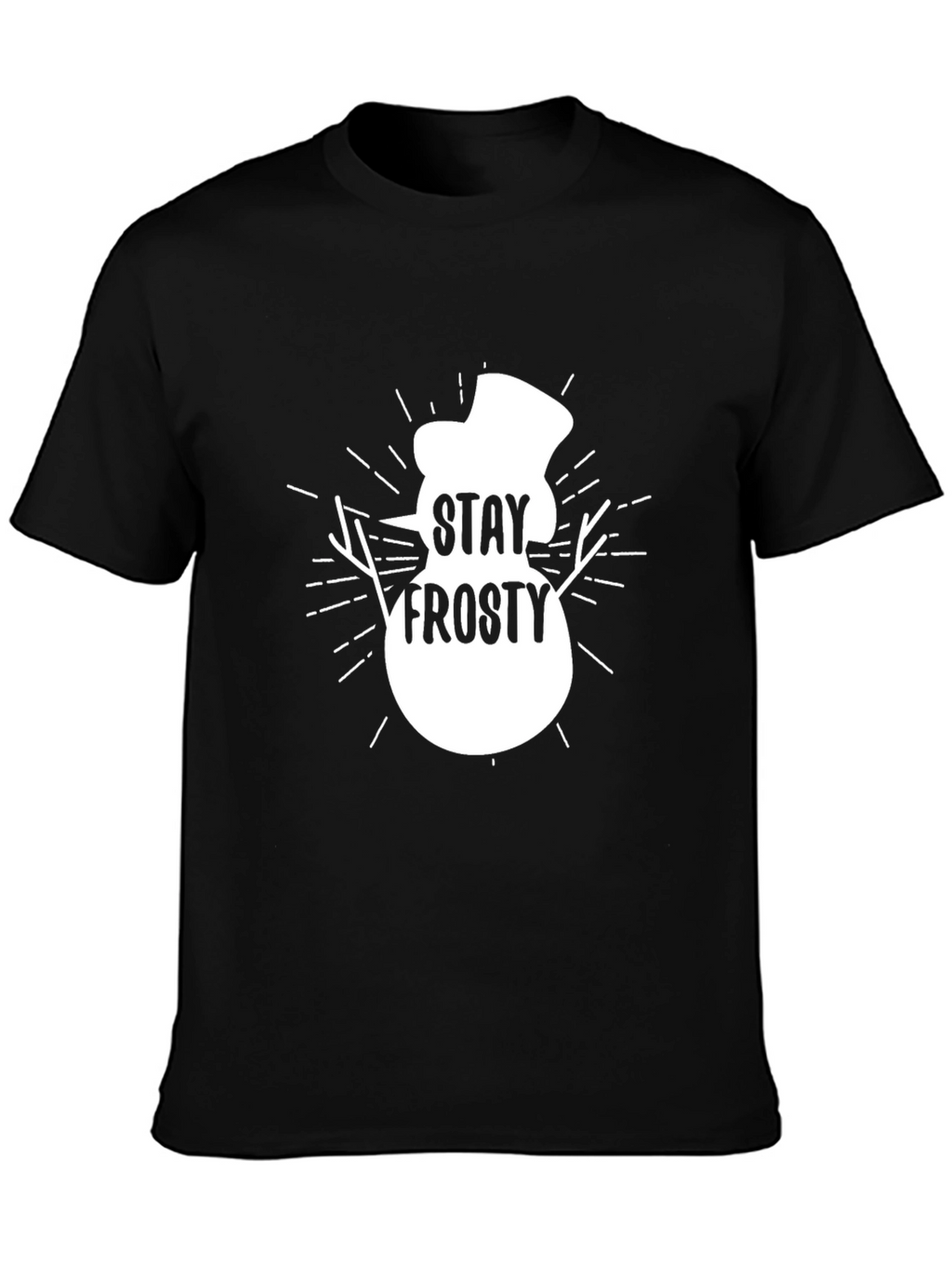 Stay Frosty Snowman Graphic Tee - Black Cotton T-Shirt