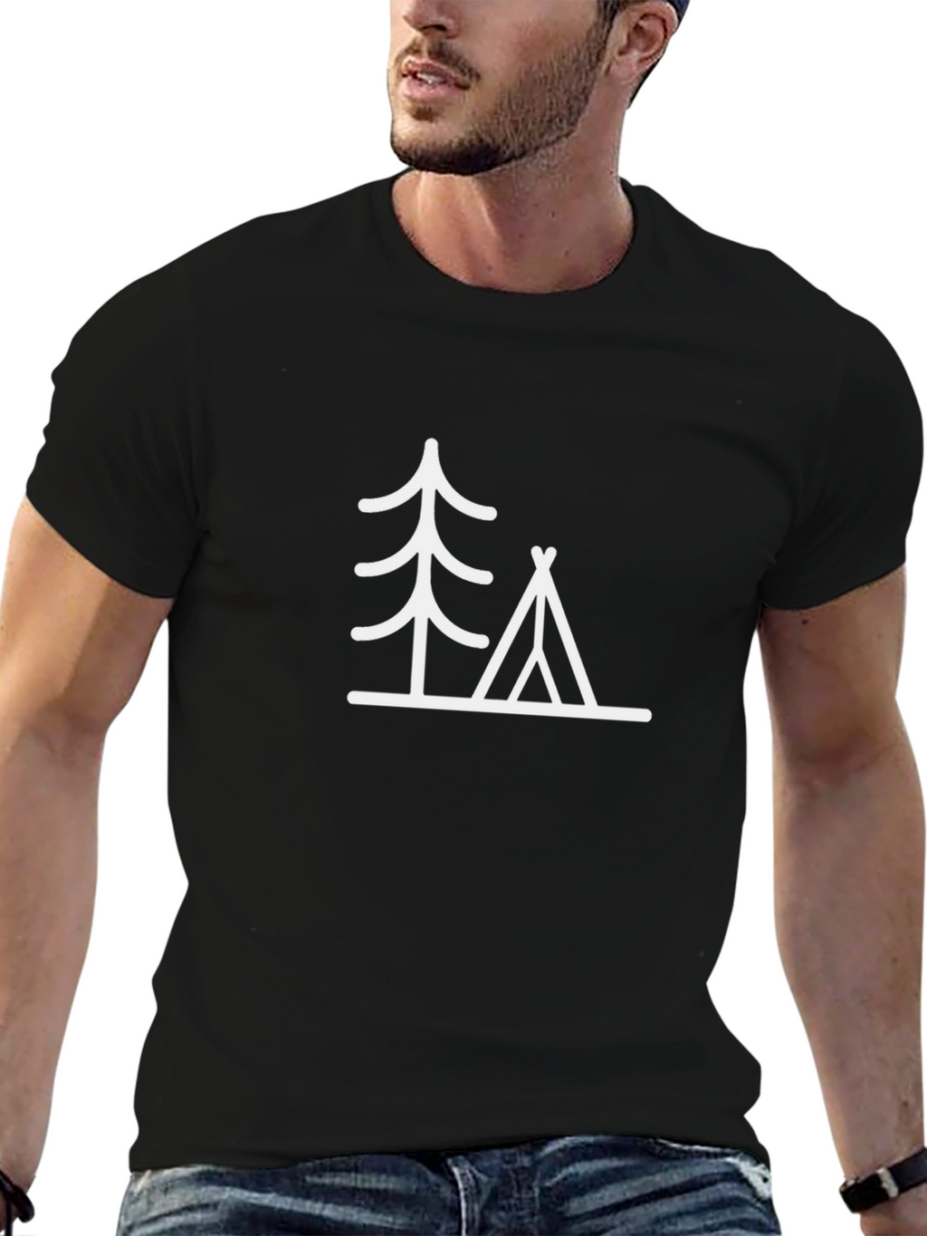 Camping Tree Graphic Tee - Black