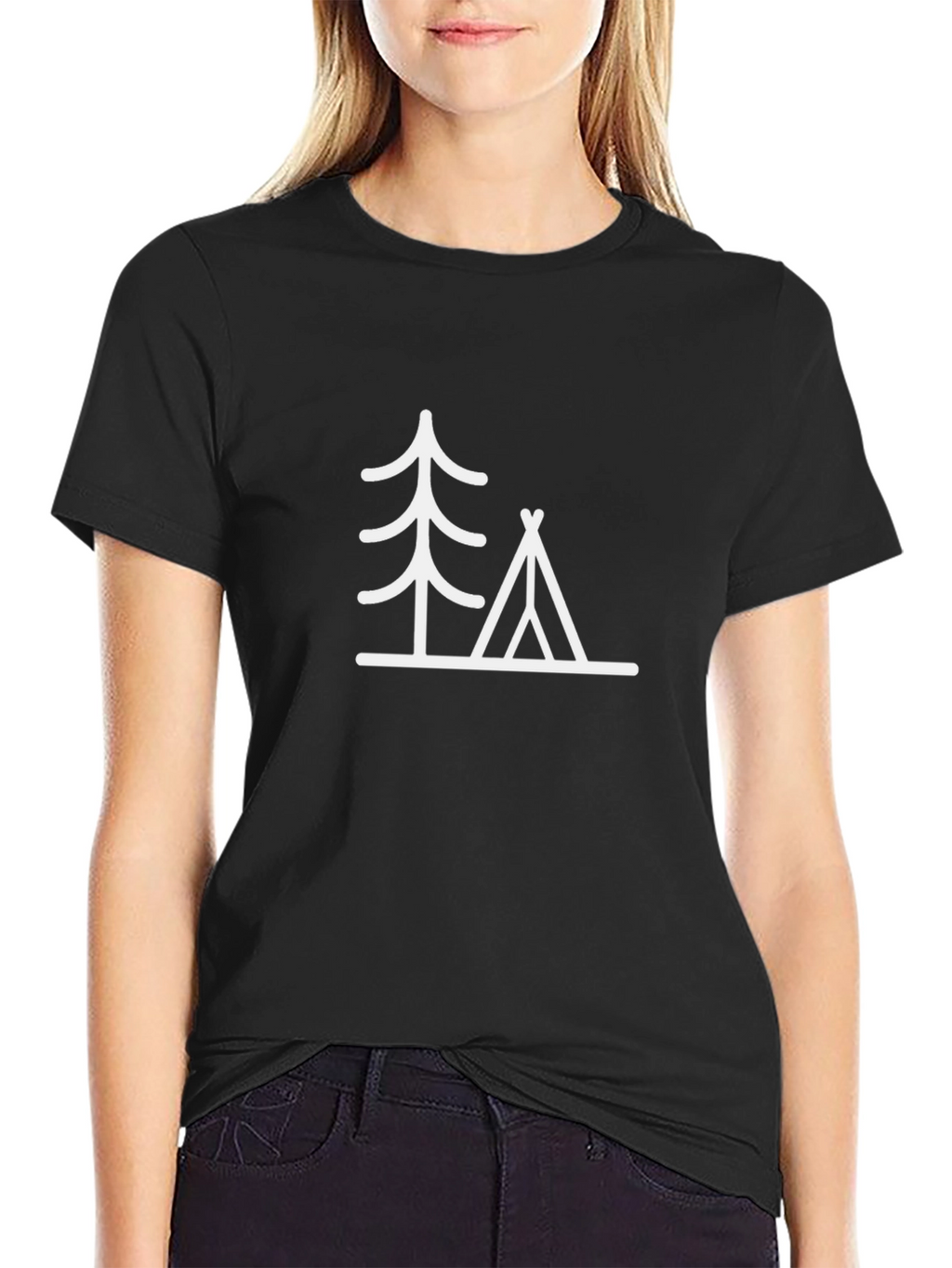 Camping Tree Graphic Tee - Black