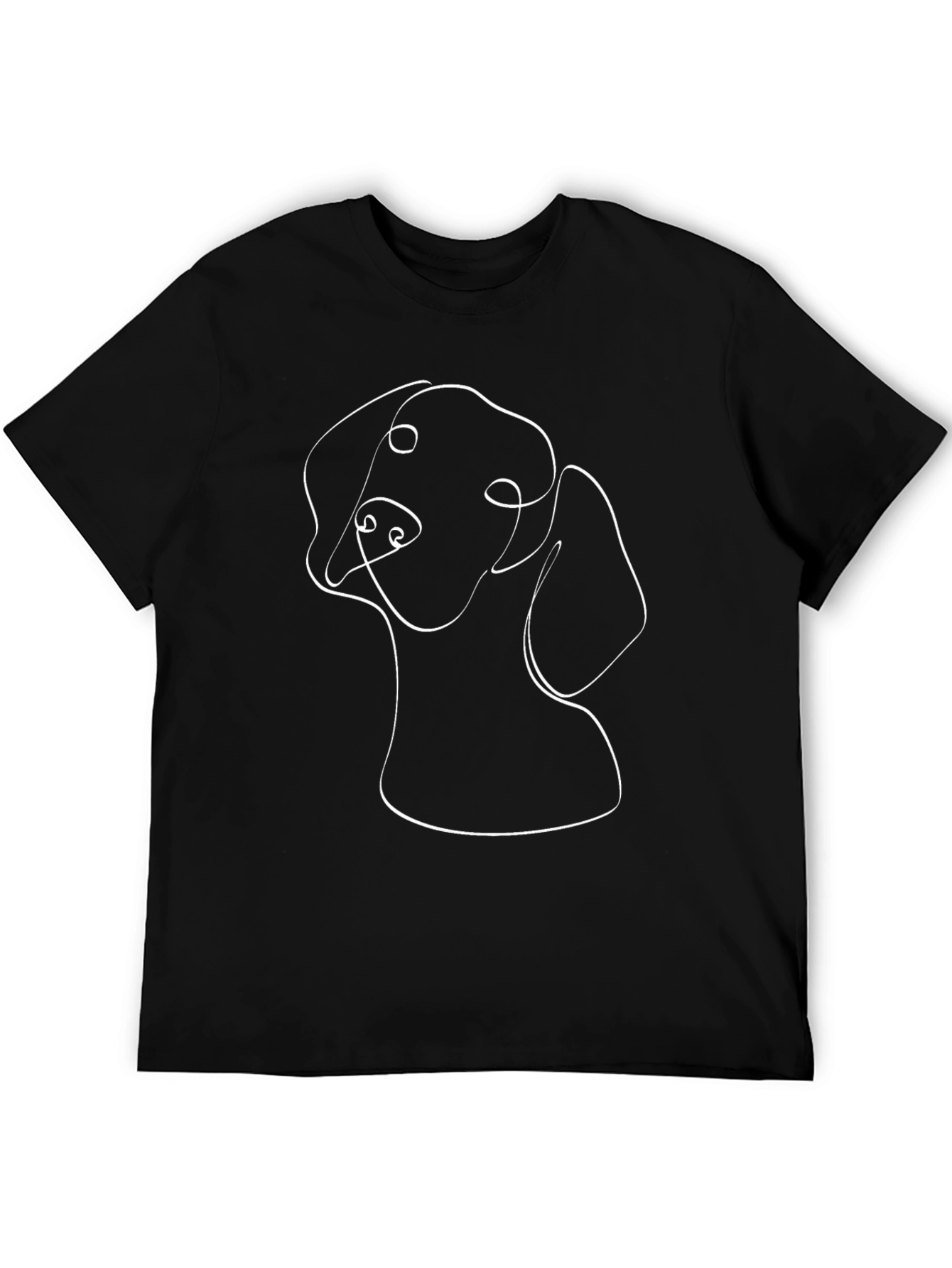 Minimalist Dog Line Art Black T-Shirt