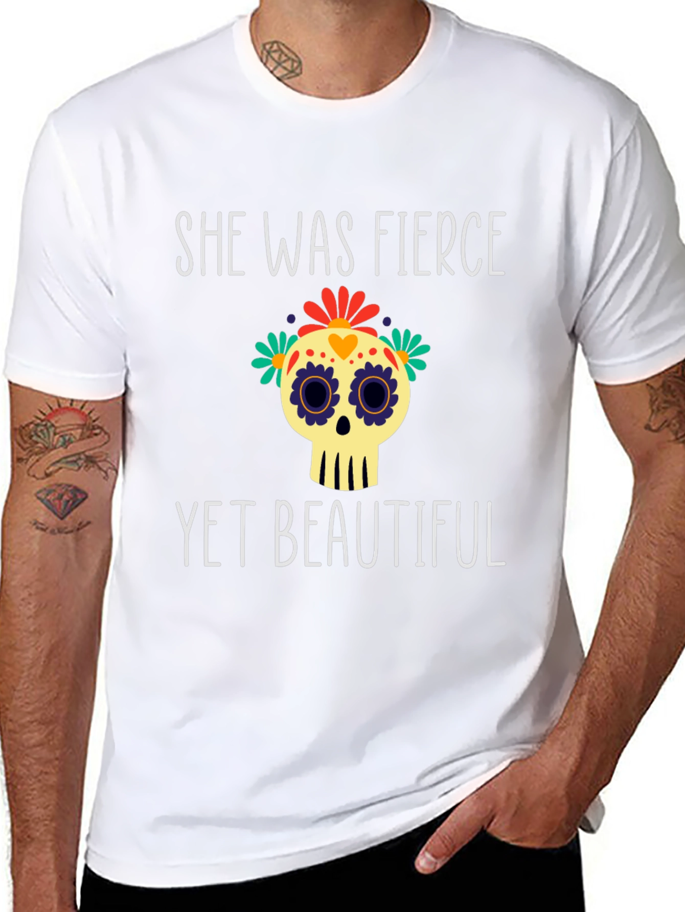 Fierce & Beautiful Skull Graphic T-Shirt