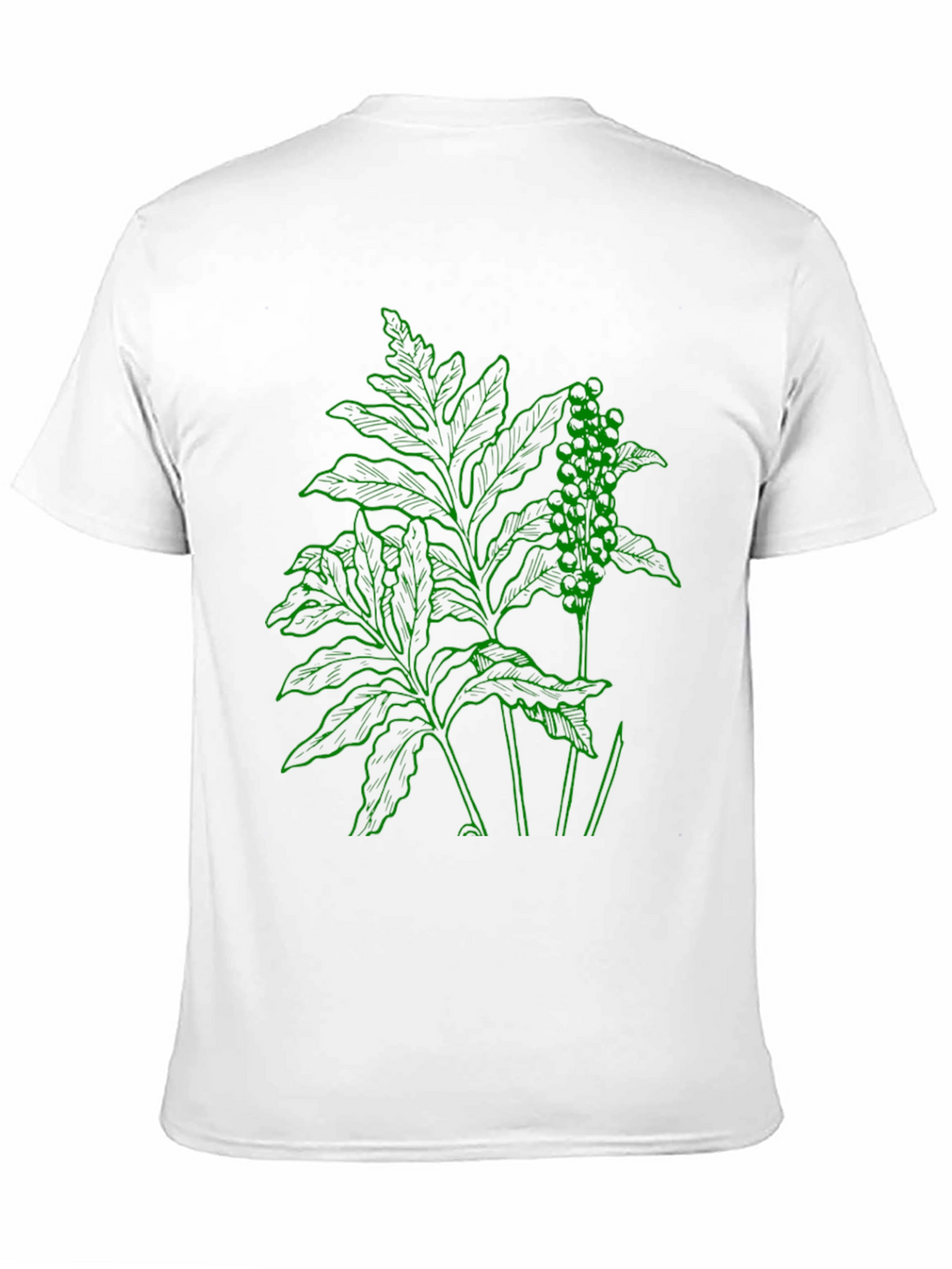 Botanical Green Graphic Black T-Shirt