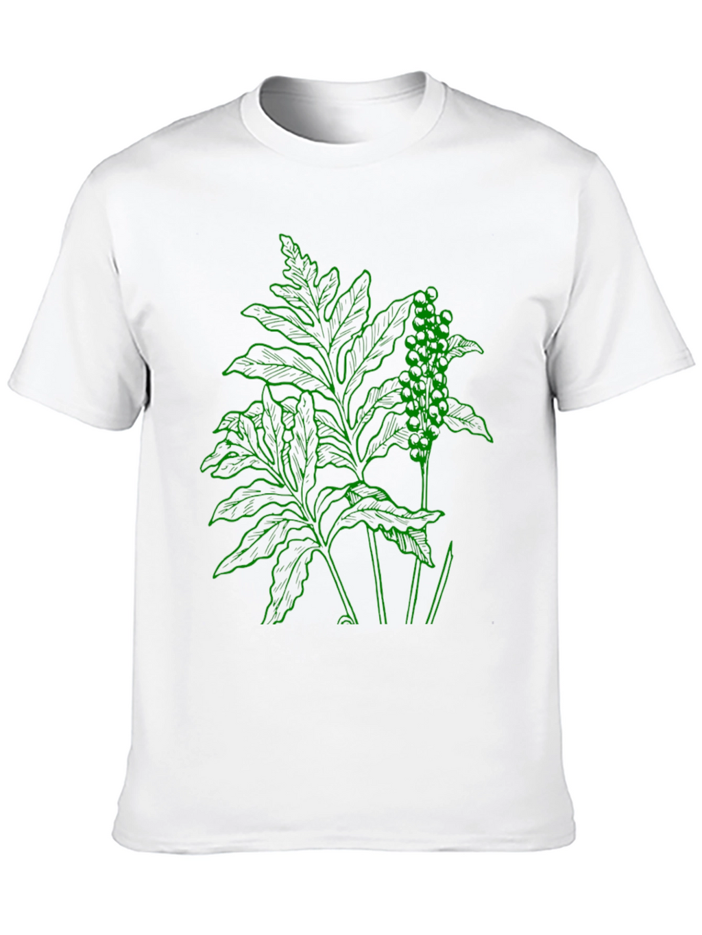 Botanical Green Graphic Black T-Shirt