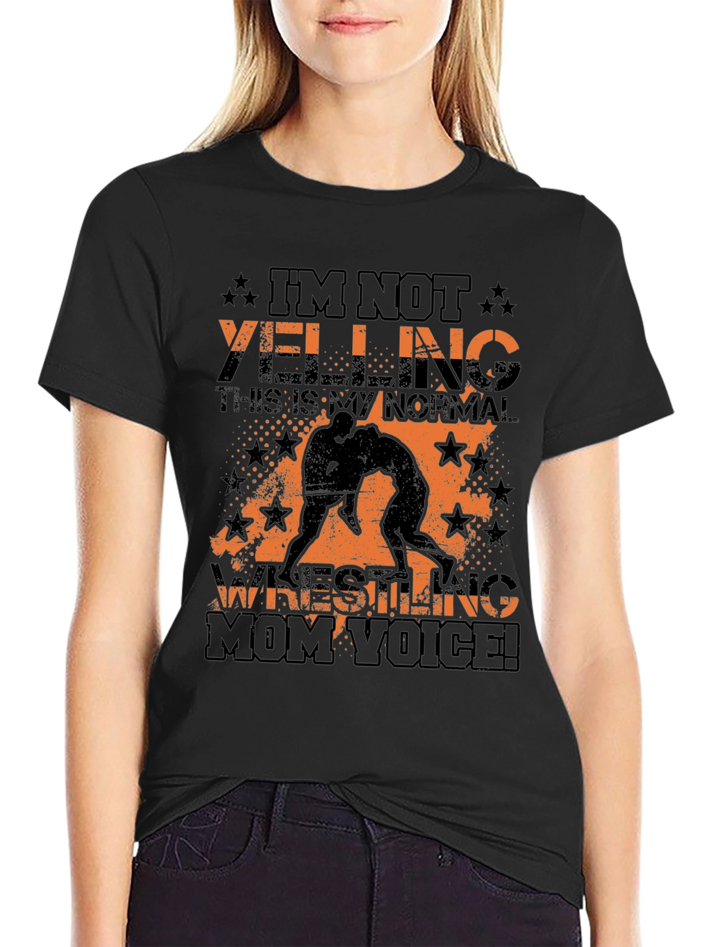 Wrestling Mom Voice T-Shirt - Black Graphic Tee