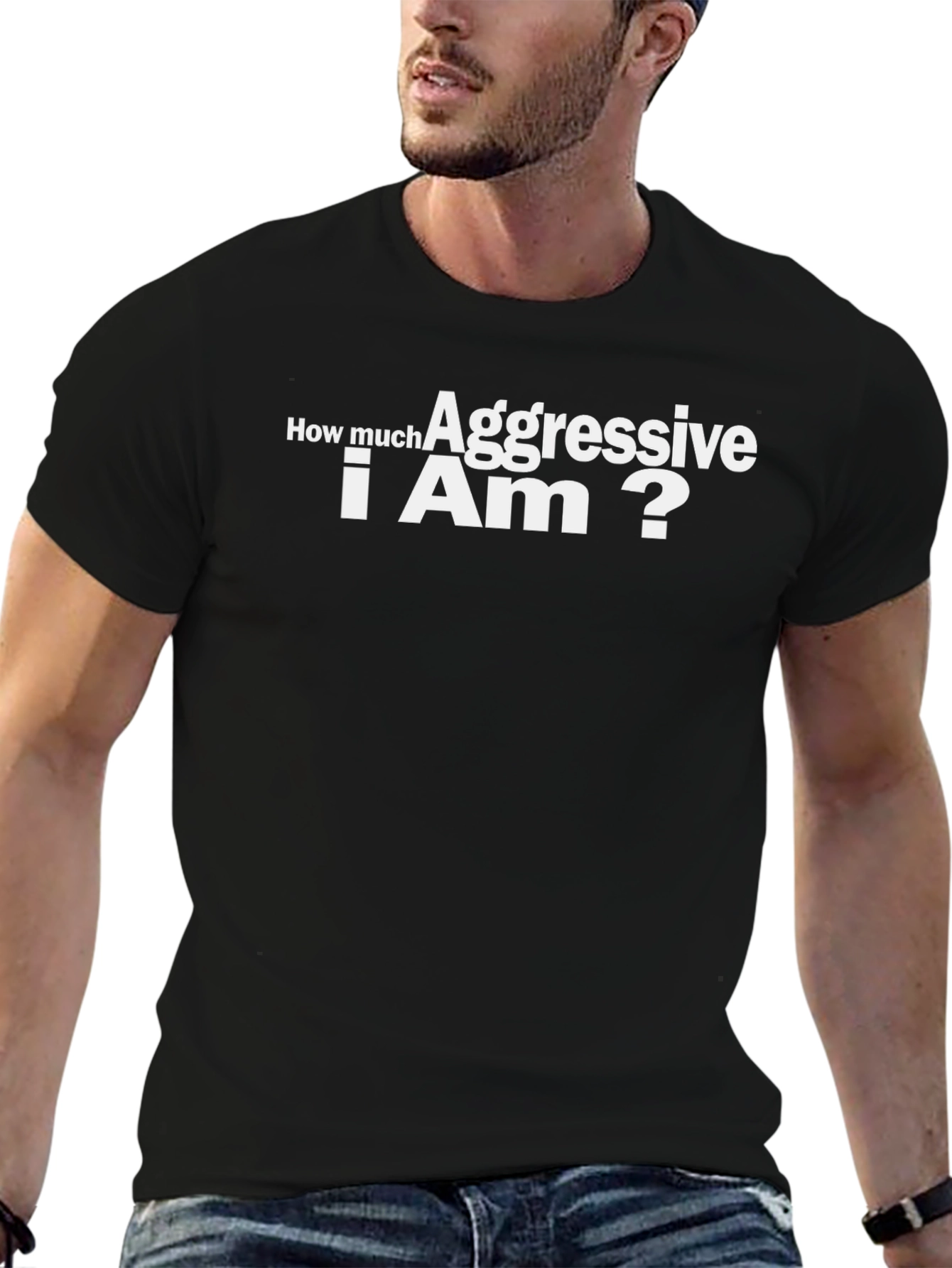 Aggressive? Black T-Shirt - Sarcastic Humor Tee