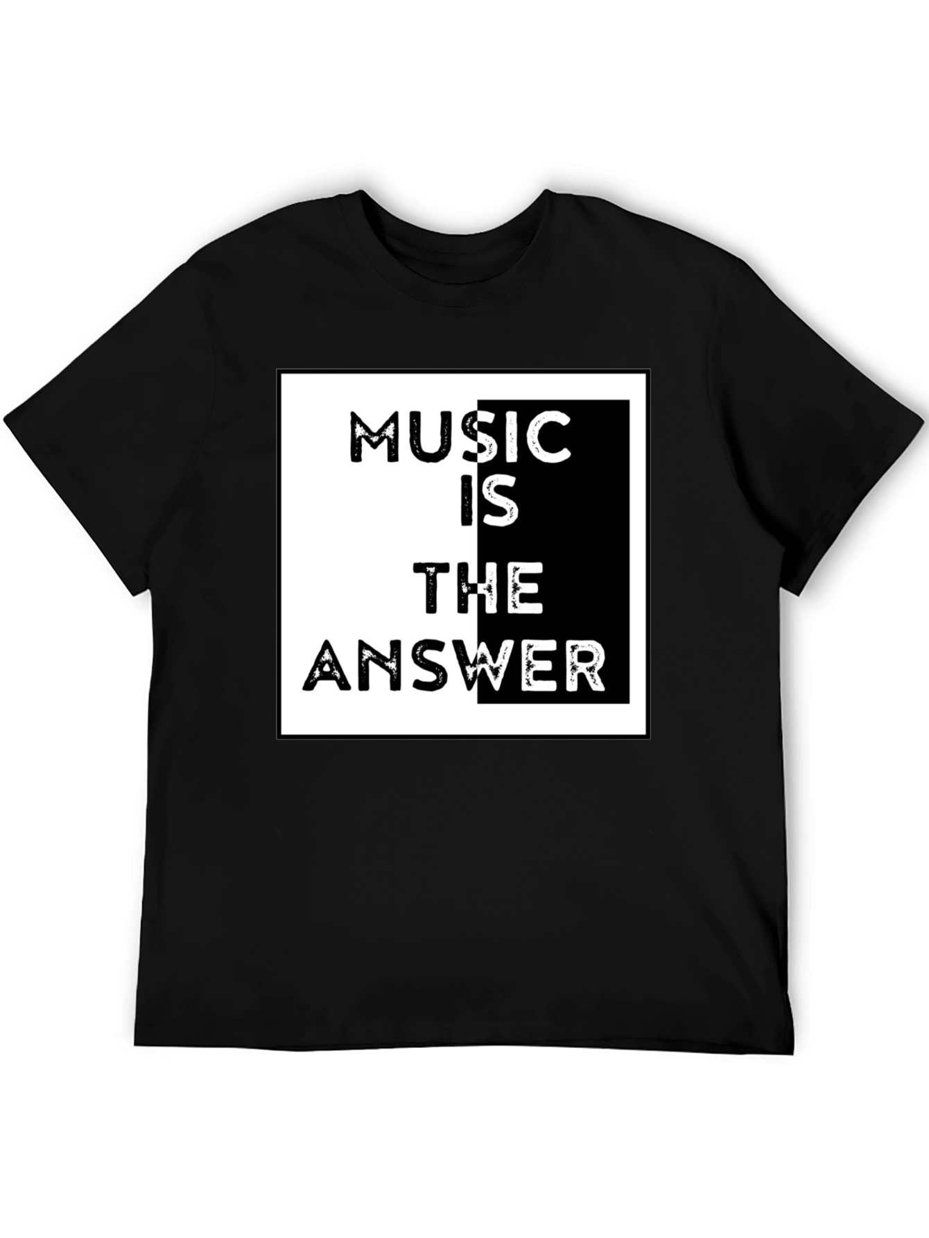 Music is the Answer Graphic Tee - Black Cotton T-Shirt