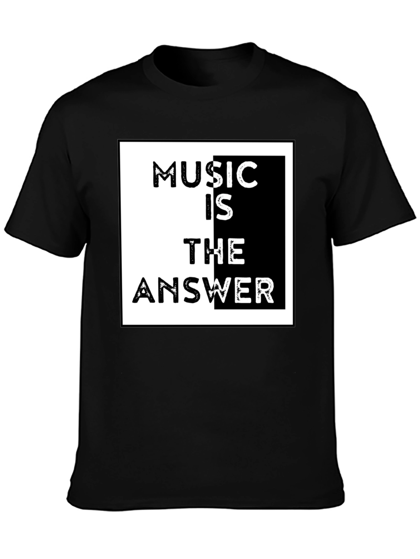 Music is the Answer Graphic Tee - Black Cotton T-Shirt