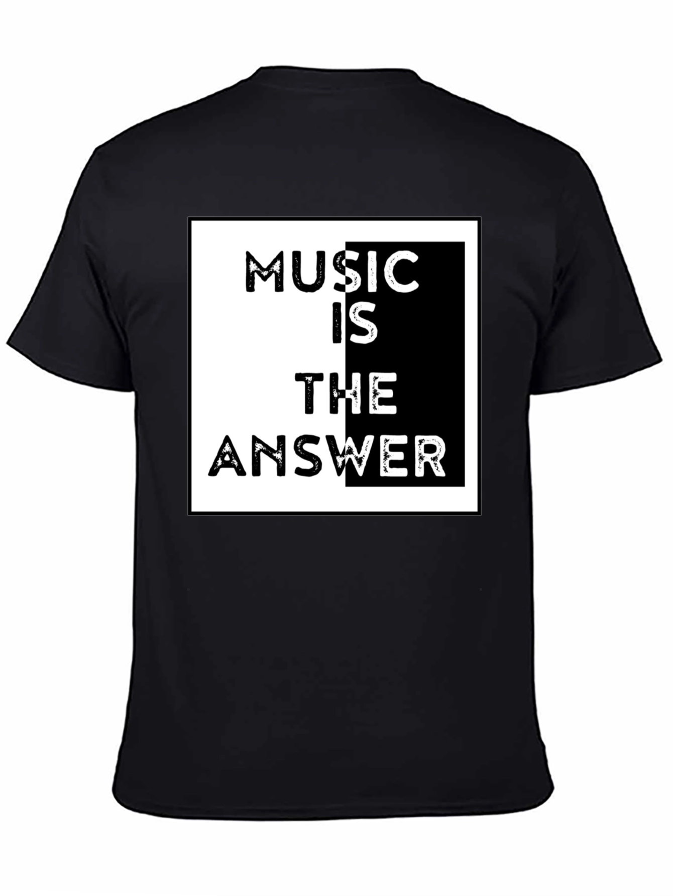 Music is the Answer Graphic Tee - Black Cotton T-Shirt