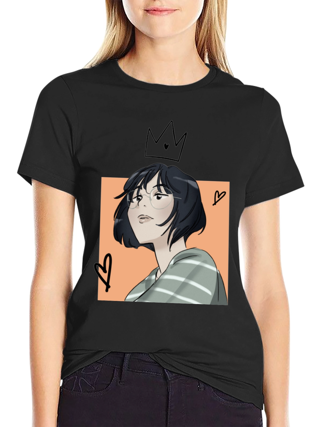 Anime Girl Black T-Shirt