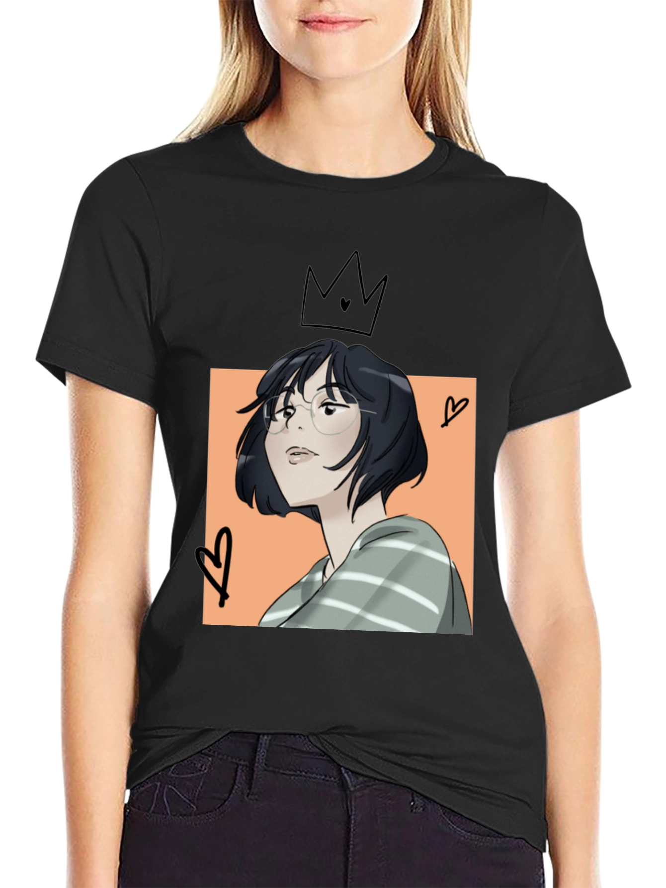 Anime Girl Black T-Shirt