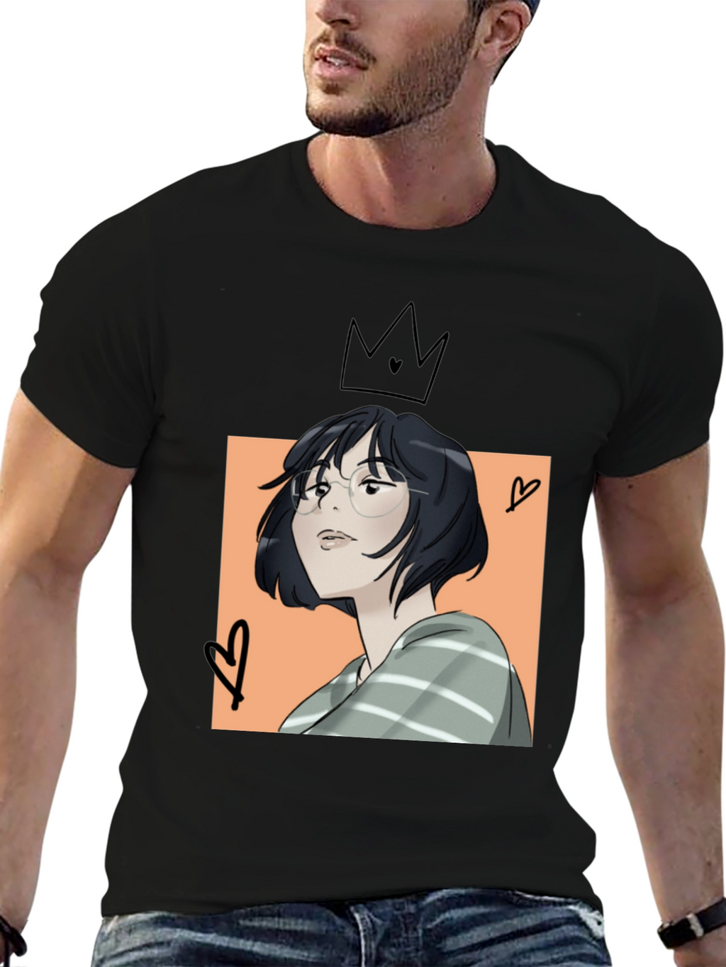 Anime Girl Black T-Shirt