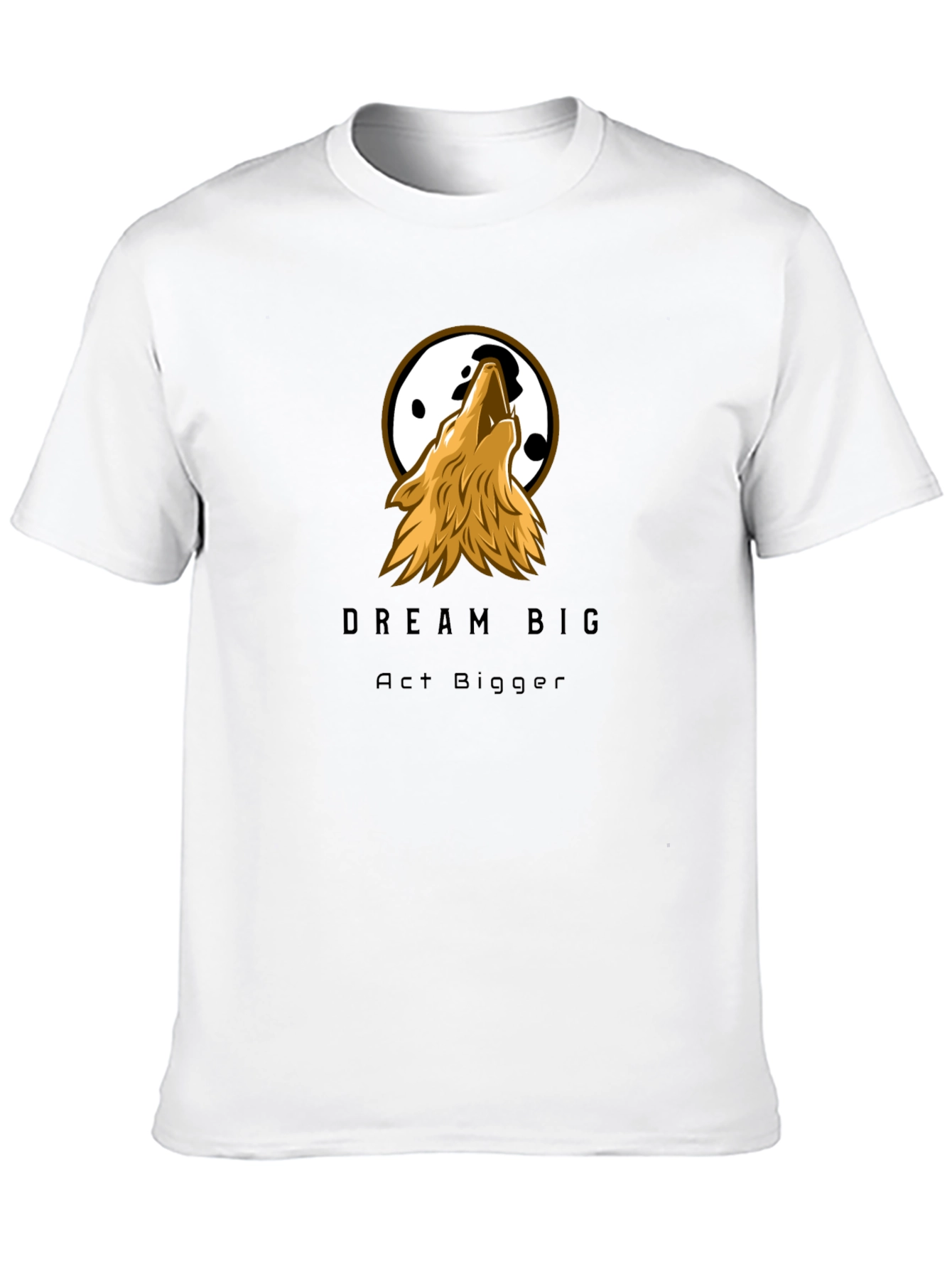 Dream Big Wolf Graphic Tee - Black Cotton