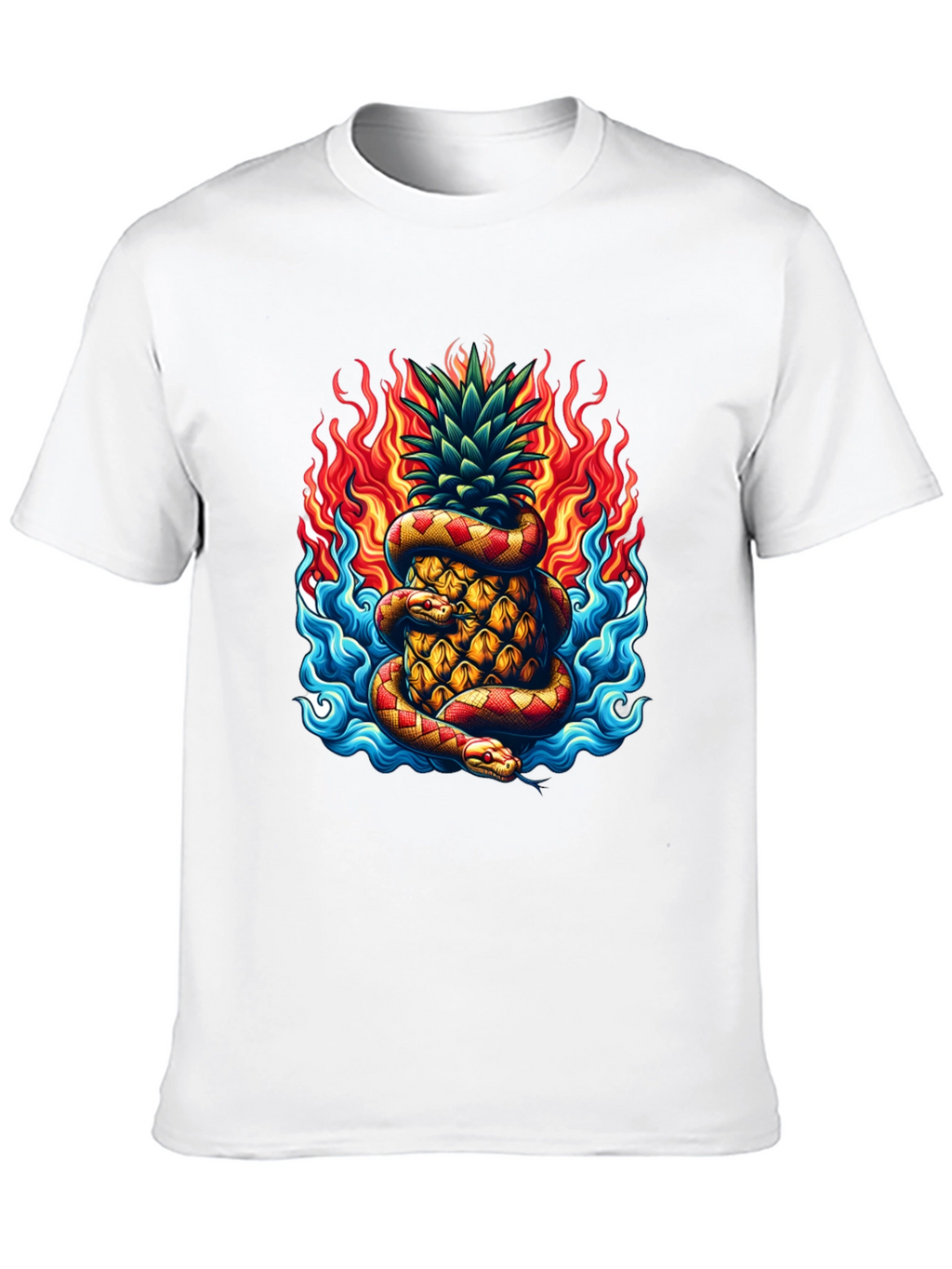 Pineapple & Snake Graphic Tee - Fiery Design