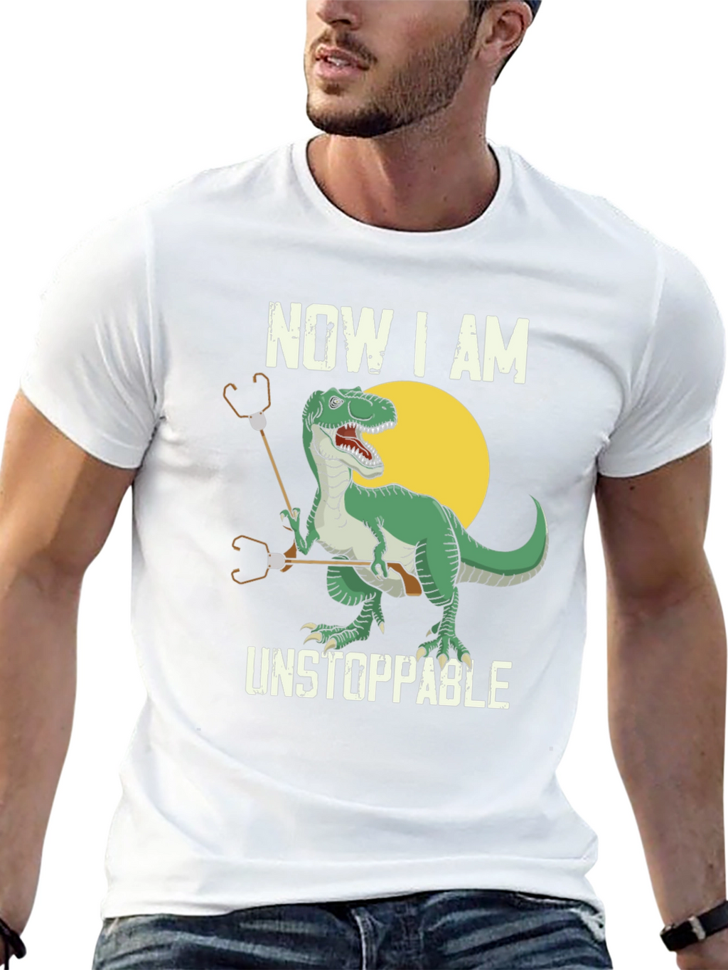T-Rex Stethoscope Black T-Shirt - Now I am Unstoppable