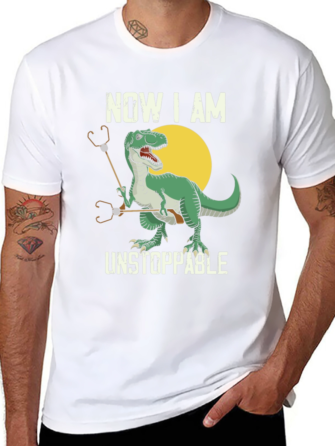 T-Rex Stethoscope Black T-Shirt - Now I am Unstoppable