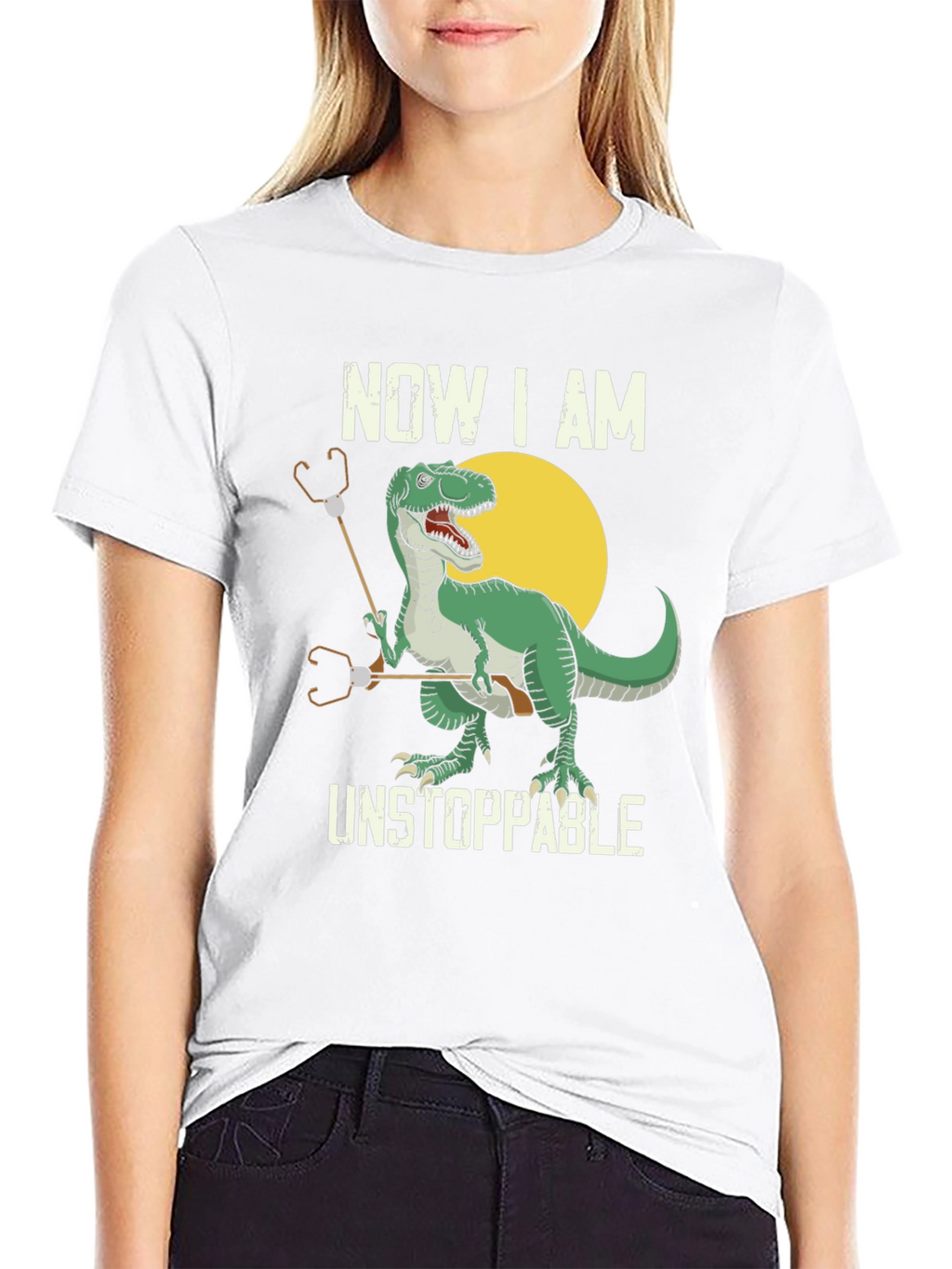 T-Rex Stethoscope Black T-Shirt - Now I am Unstoppable