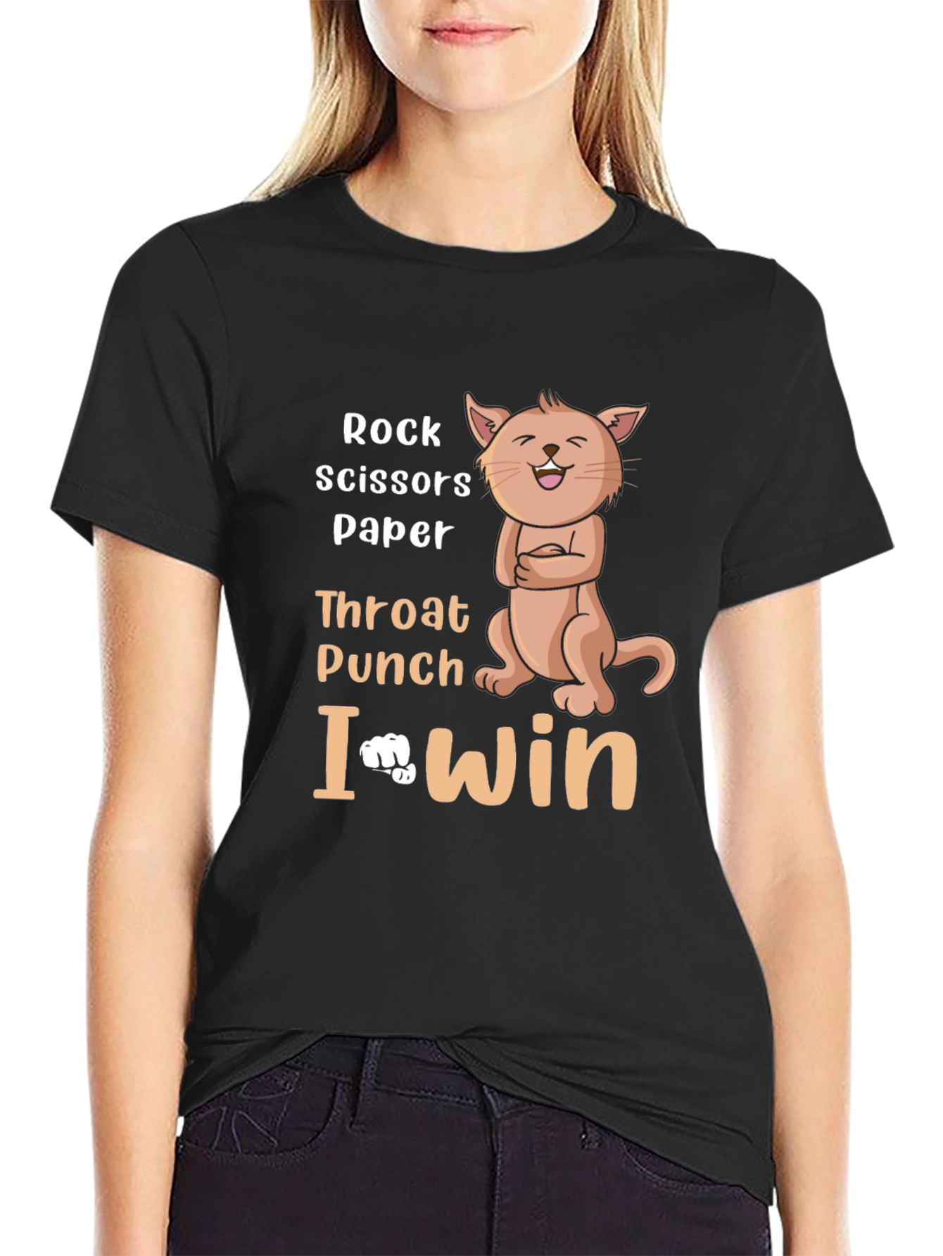 Rock Paper Scissors Funny Cat Graphic T-Shirt