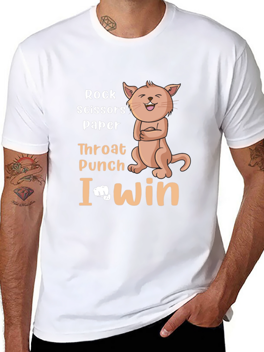 Rock Paper Scissors Funny Cat Graphic T-Shirt