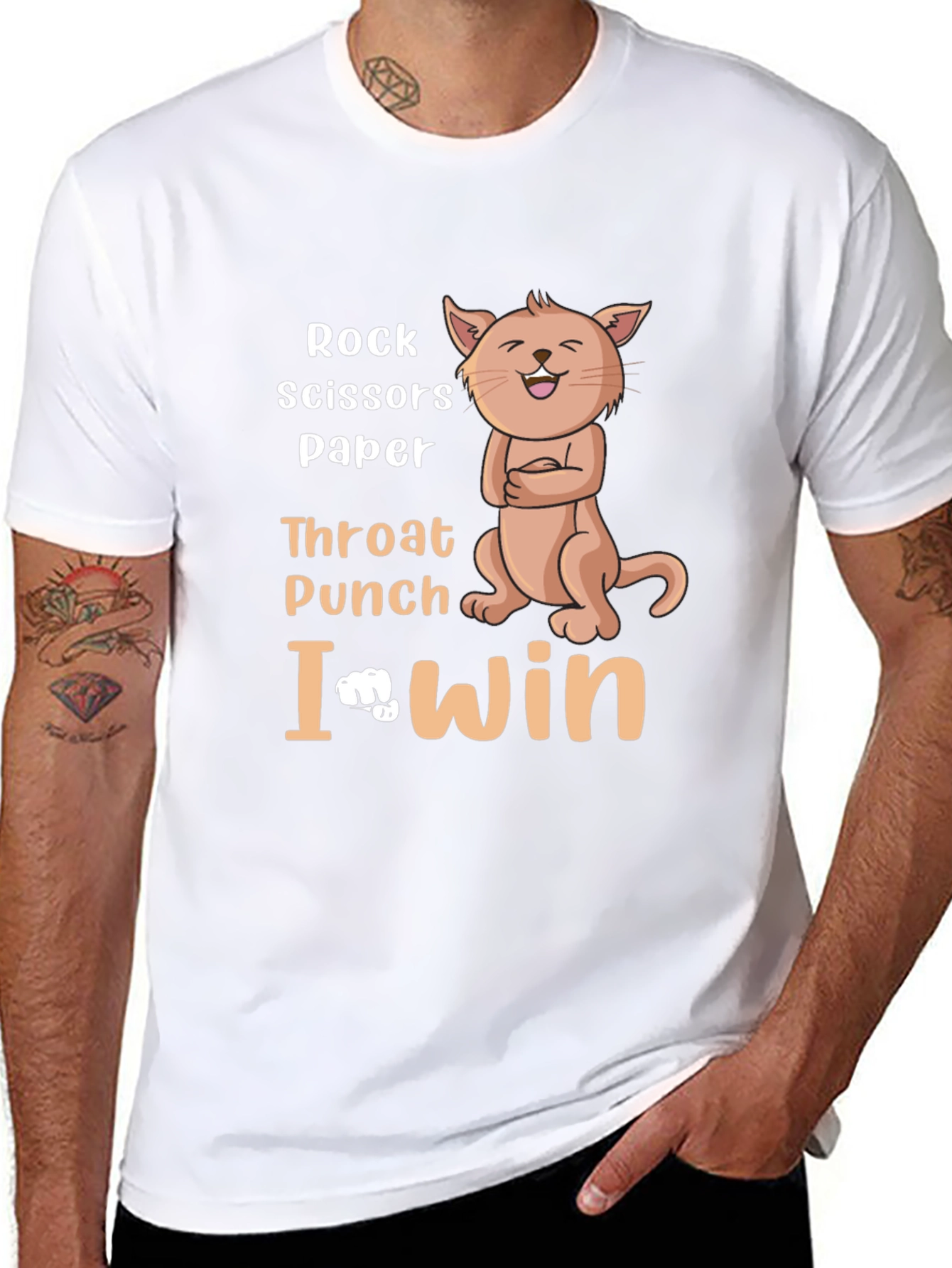 Rock Paper Scissors Funny Cat Graphic T-Shirt