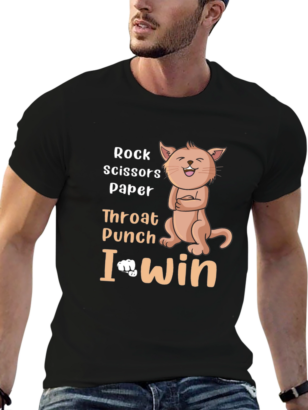 Rock Paper Scissors Funny Cat Graphic T-Shirt
