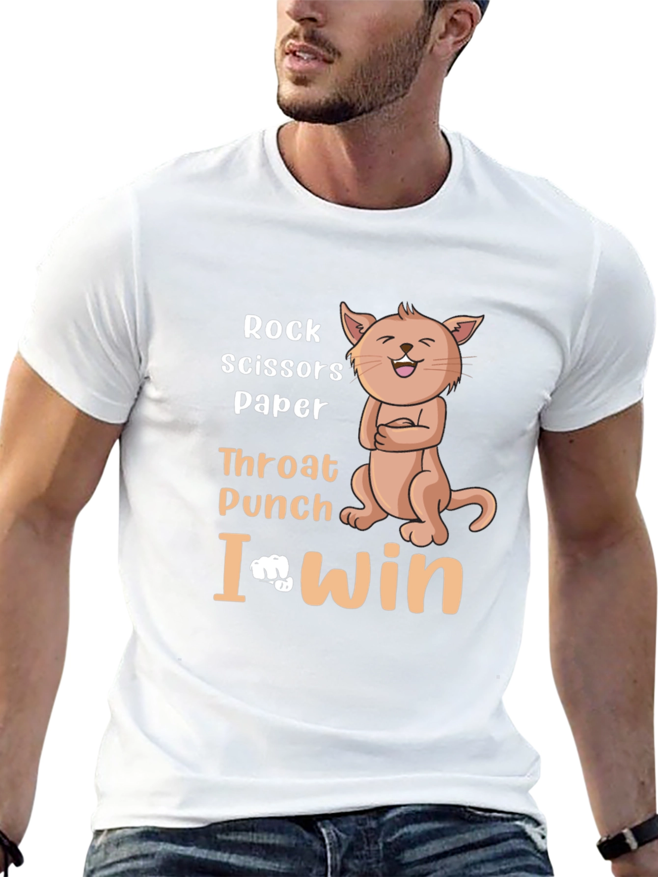 Rock Paper Scissors Funny Cat Graphic T-Shirt