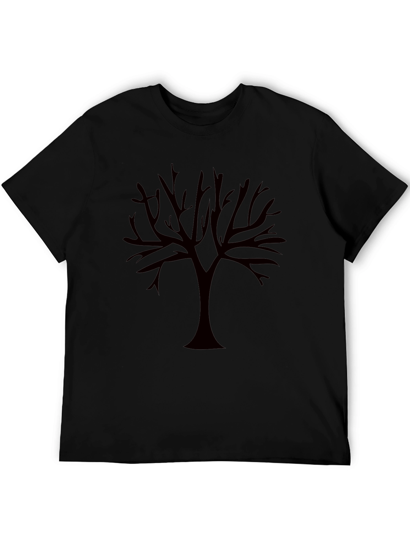Minimalist Tree Graphic Tee - Black Cotton Blend