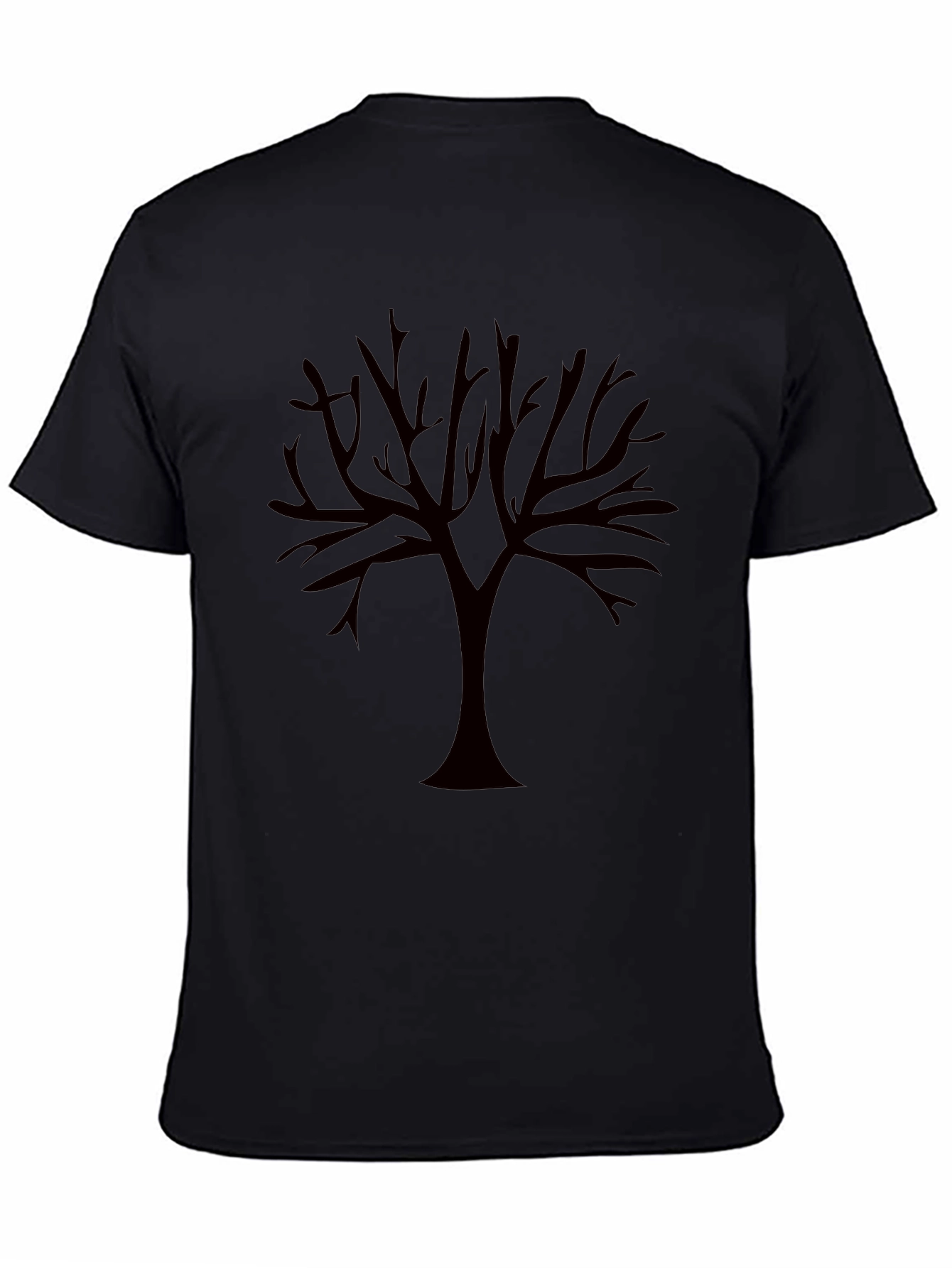 Minimalist Tree Graphic Tee - Black Cotton Blend