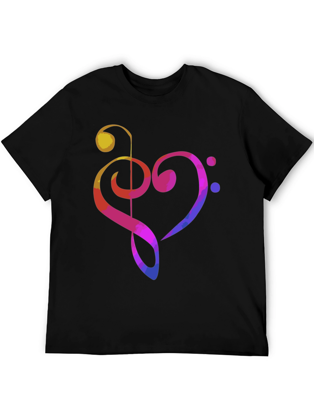 Music Heart Graphic Tee - Black Cotton T-Shirt