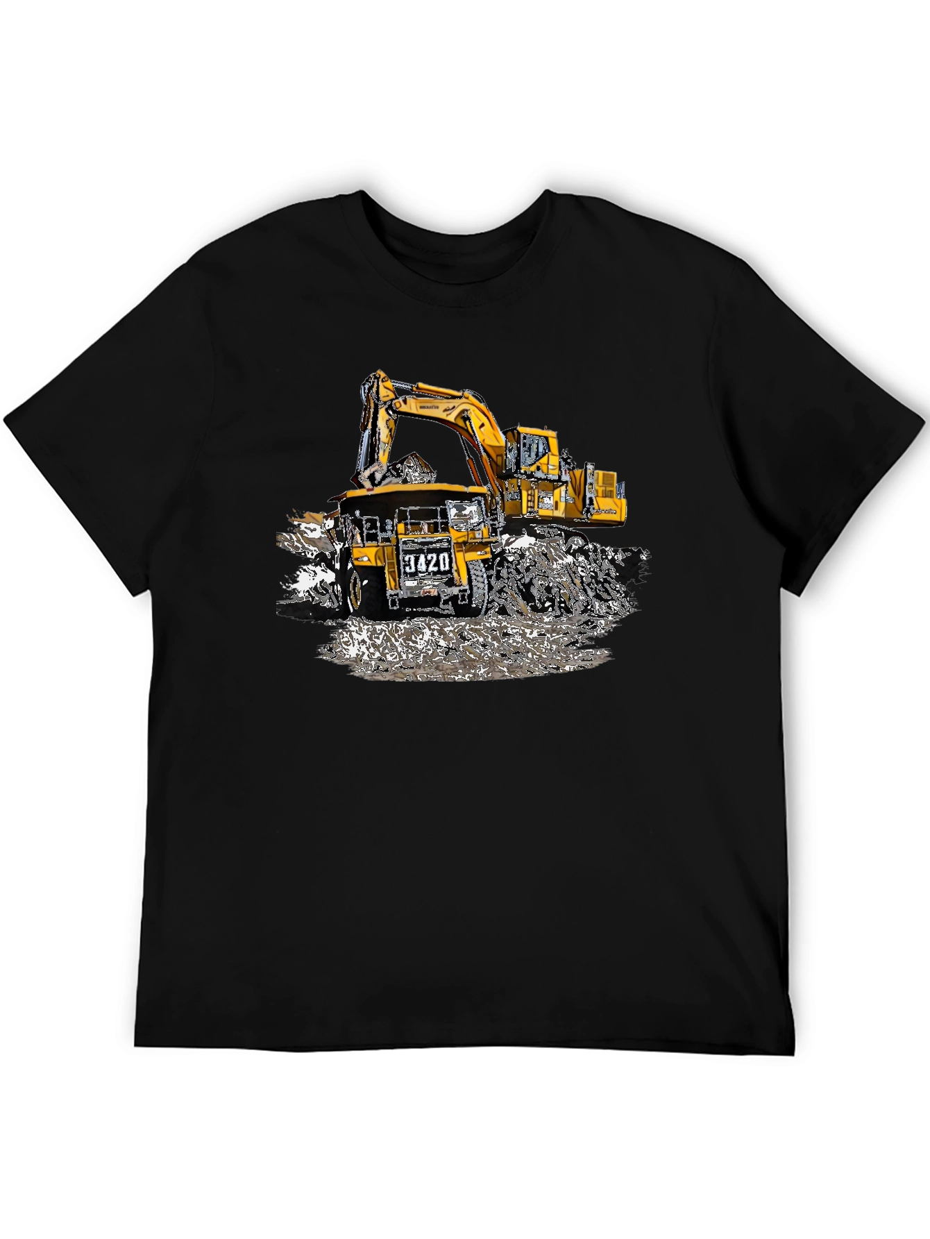 Excavator and Dump Truck T-Shirt - Heavy Equipment Design