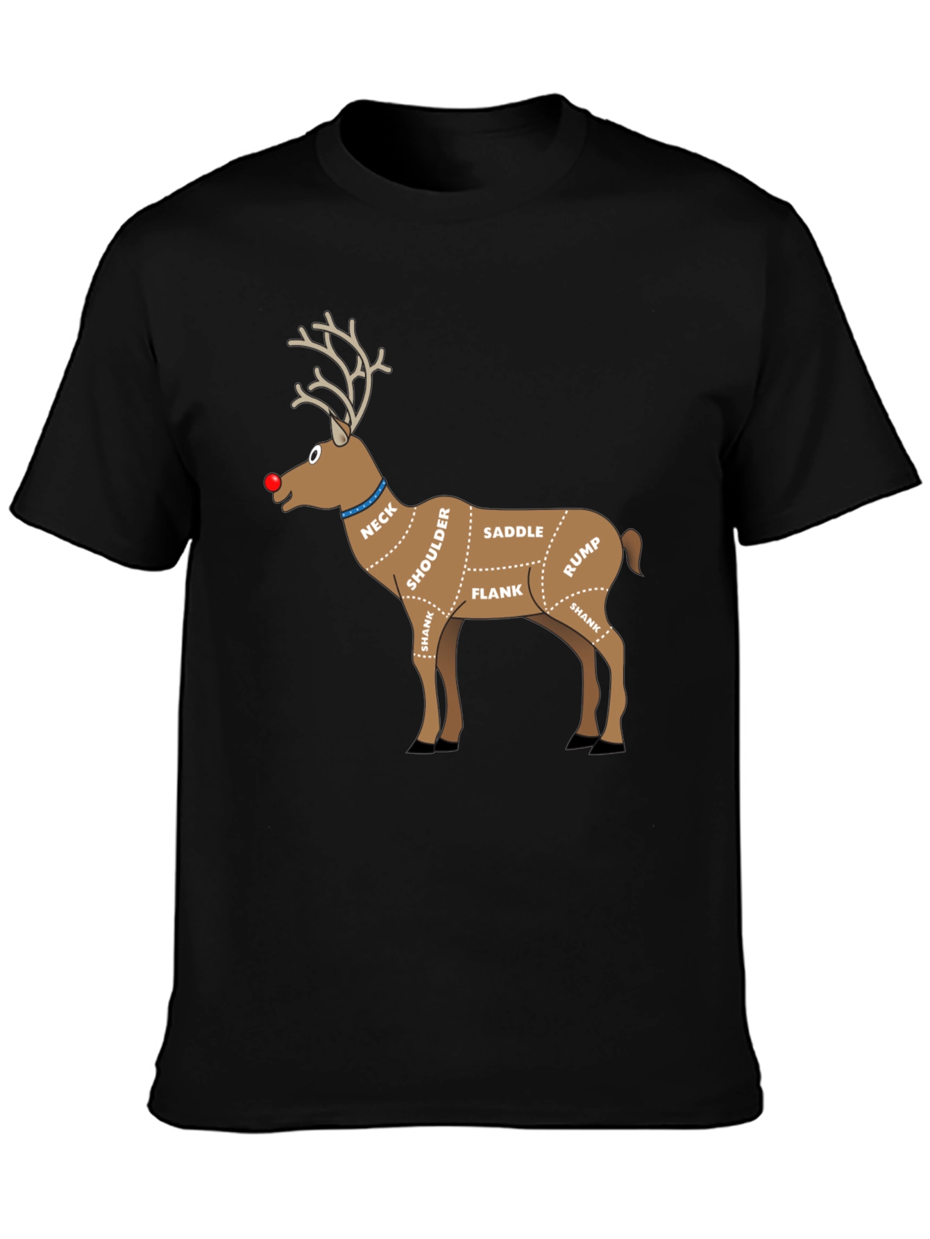 Reindeer Meat Cuts Christmas T-Shirt Funny Xmas Graphic Tee
