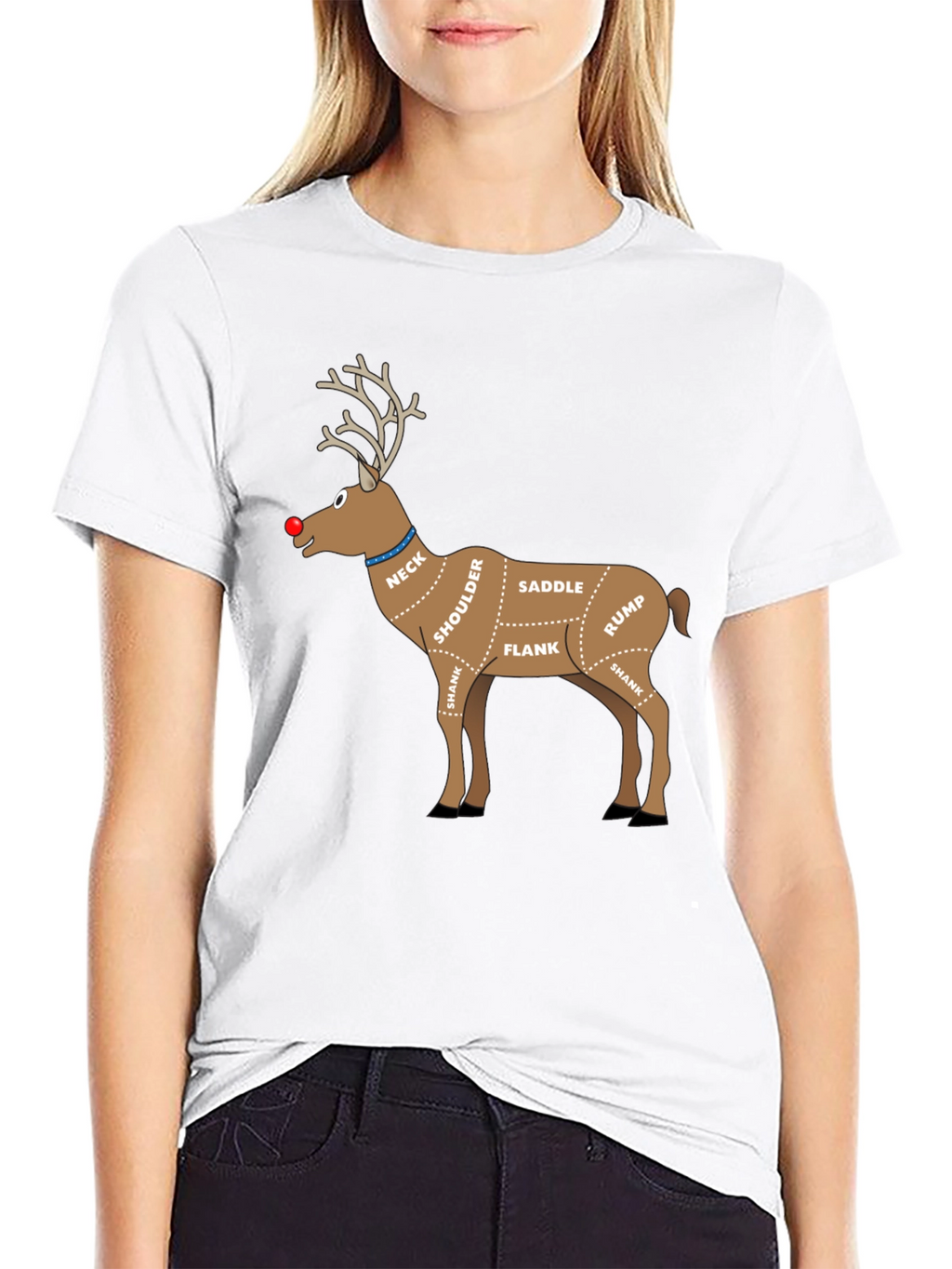 Reindeer Meat Cuts Christmas T-Shirt Funny Xmas Graphic Tee