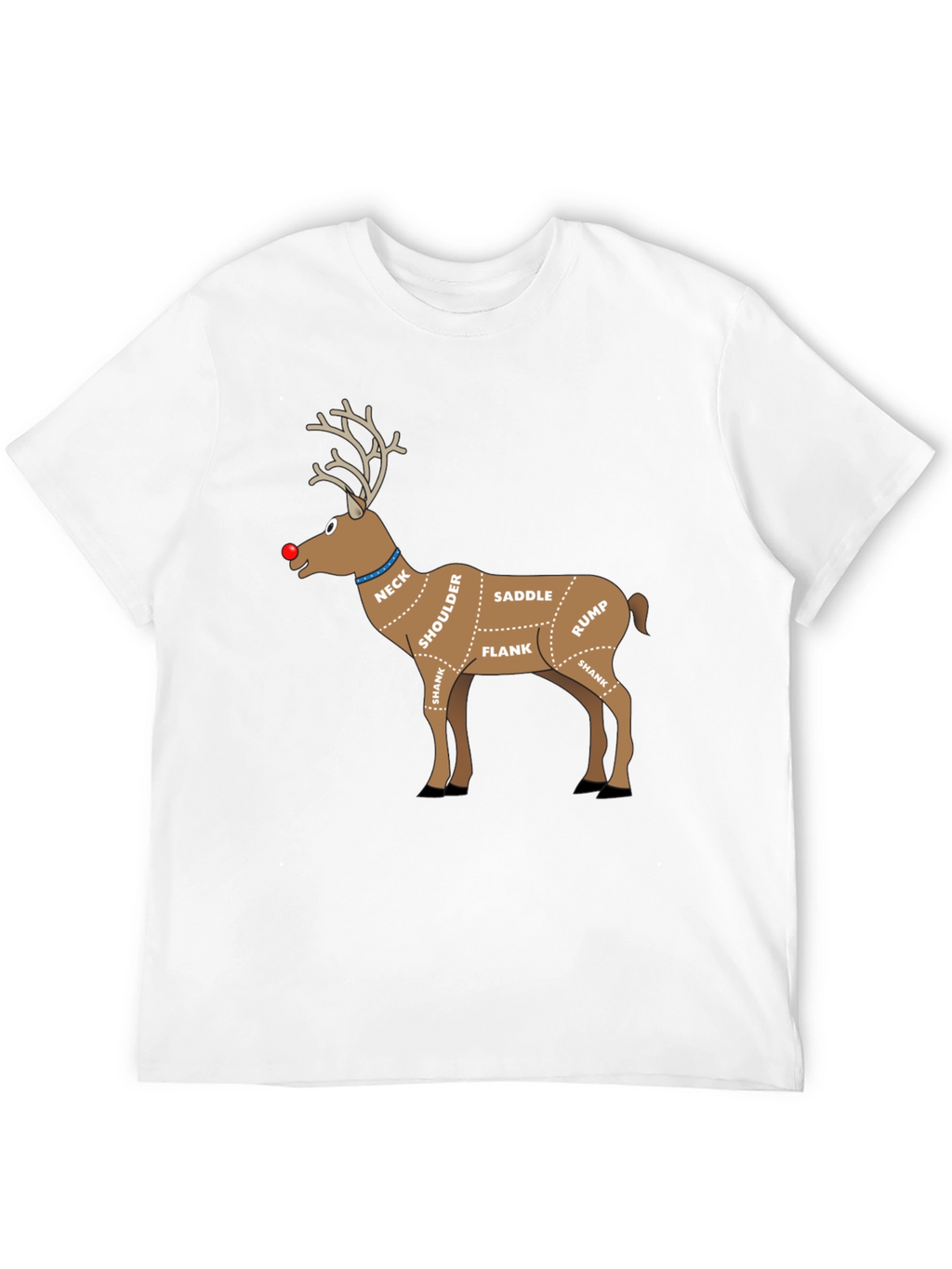Reindeer Meat Cuts Christmas T-Shirt Funny Xmas Graphic Tee