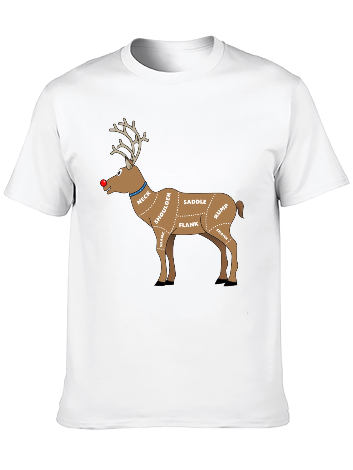 Reindeer Meat Cuts Christmas T-Shirt Funny Xmas Graphic Tee