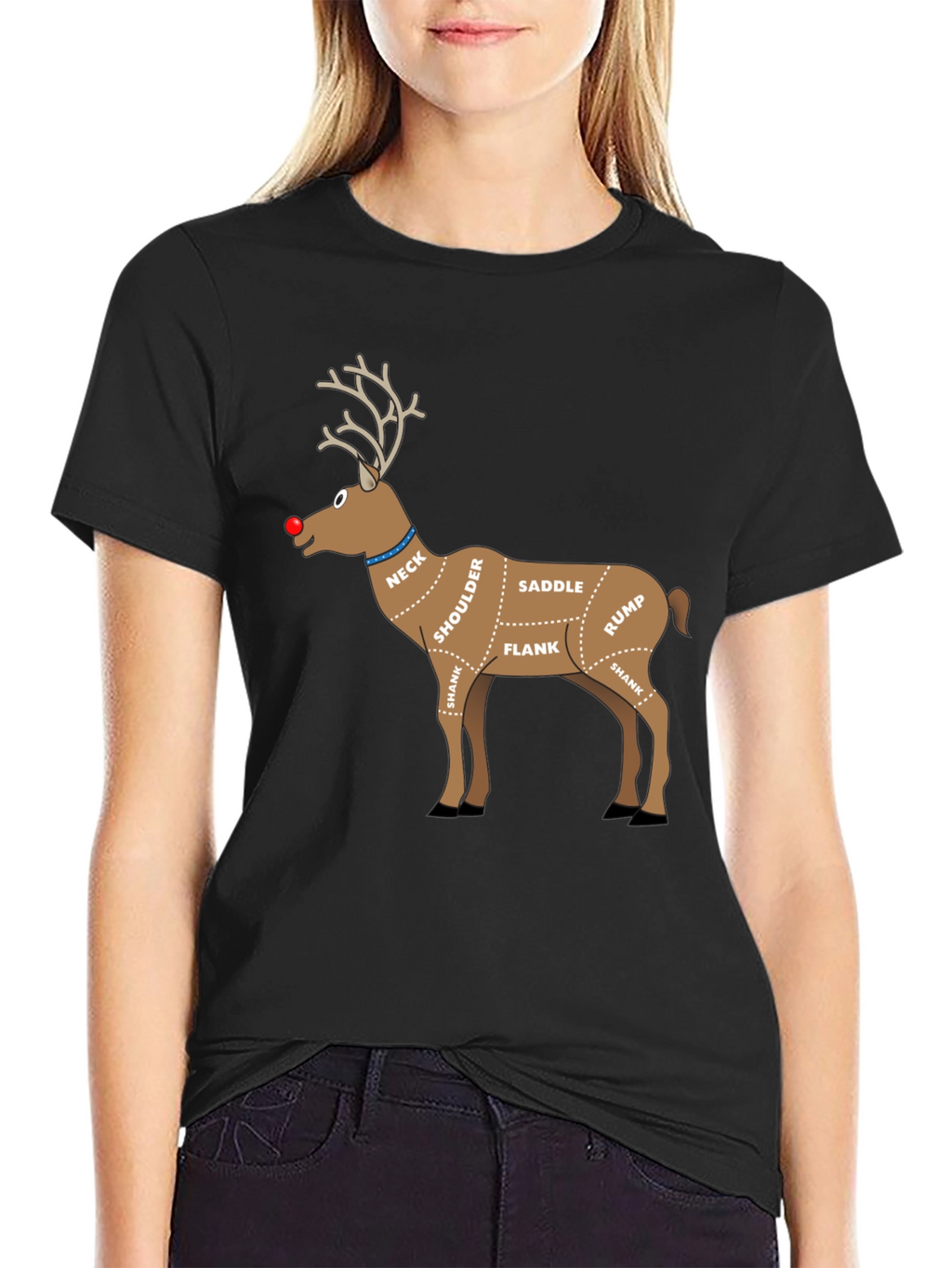 Reindeer Meat Cuts Christmas T-Shirt Funny Xmas Graphic Tee