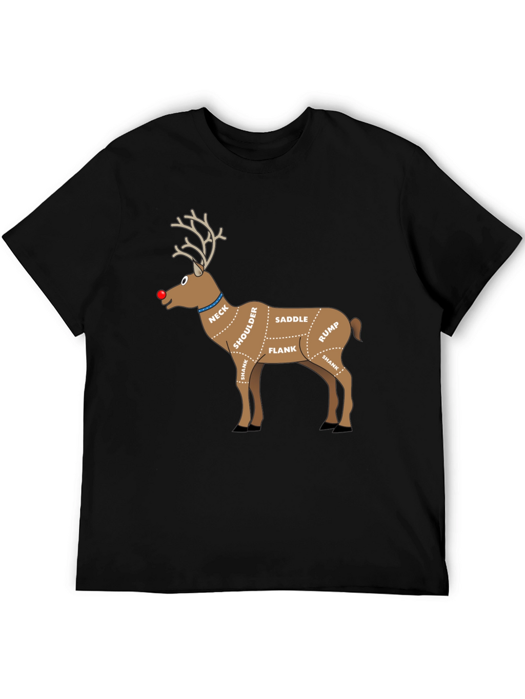 Reindeer Meat Cuts Christmas T-Shirt Funny Xmas Graphic Tee