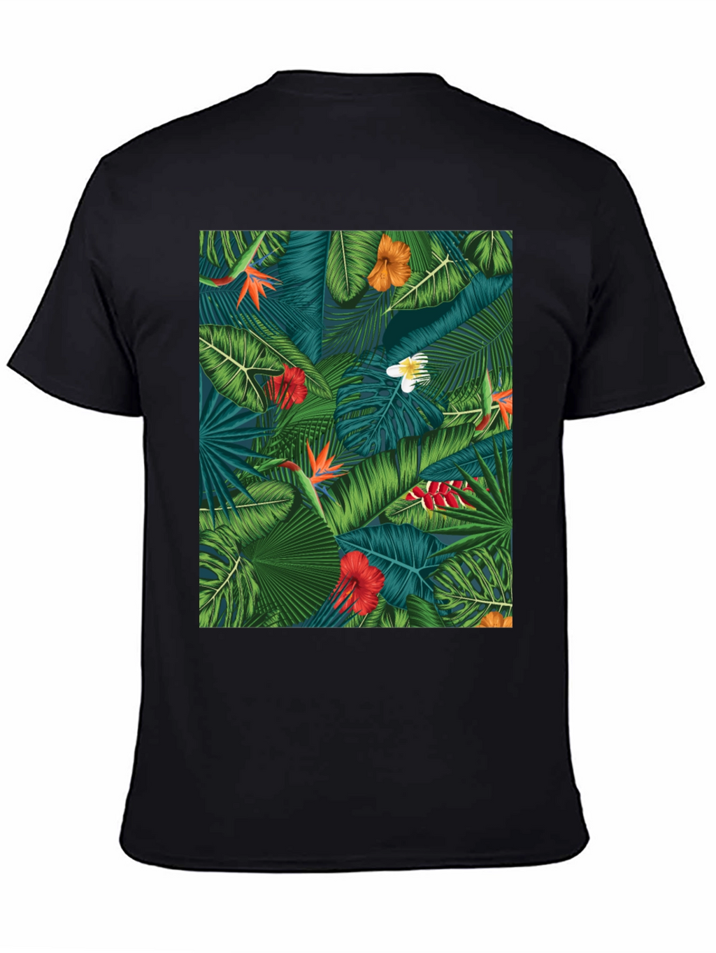 Tropical Floral Print Black T-Shirt