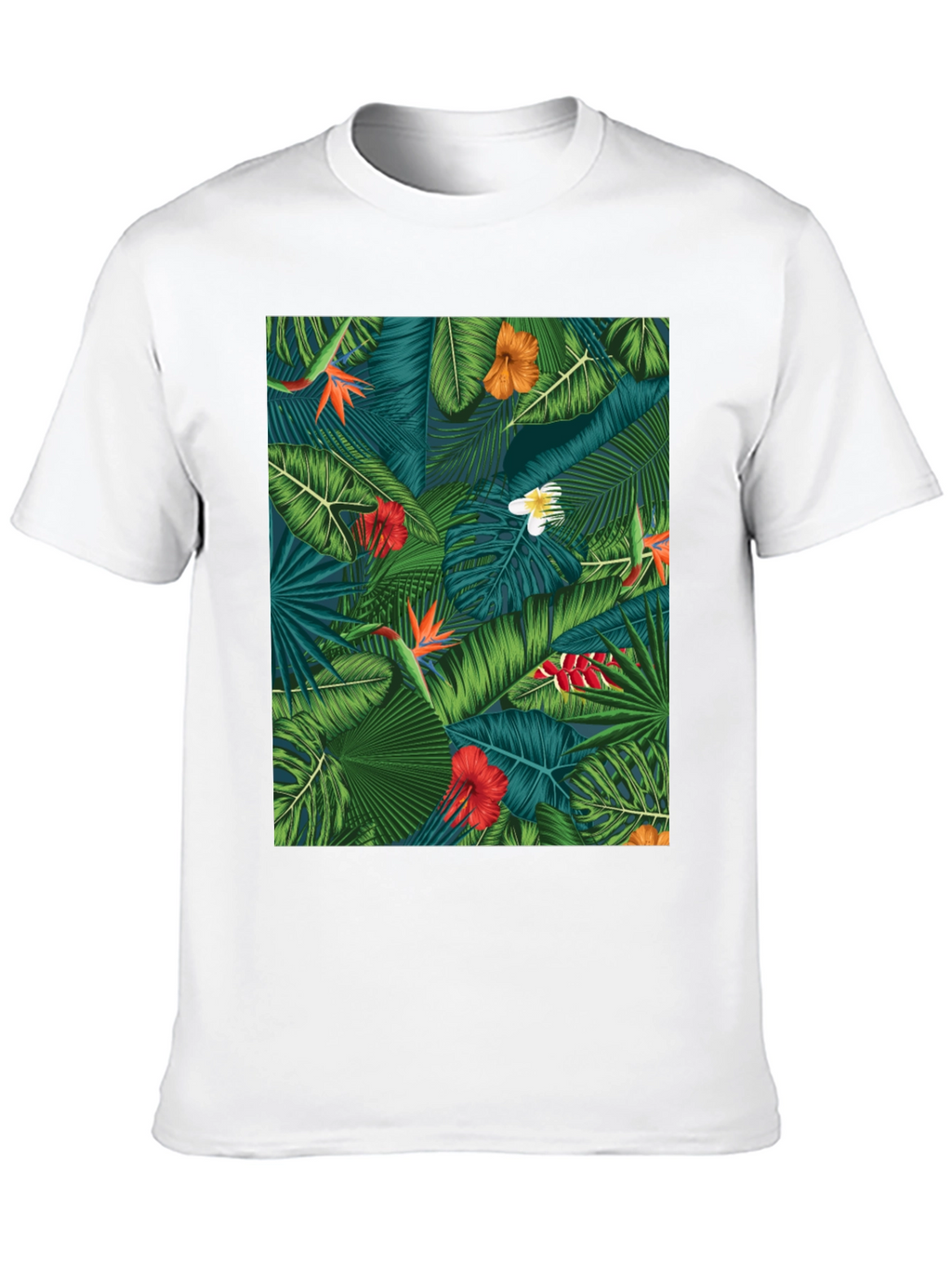 Tropical Floral Print Black T-Shirt
