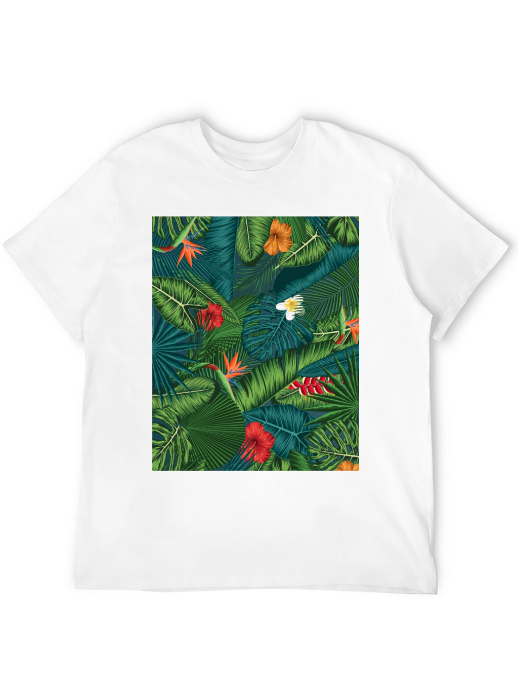 Tropical Floral Print Black T-Shirt