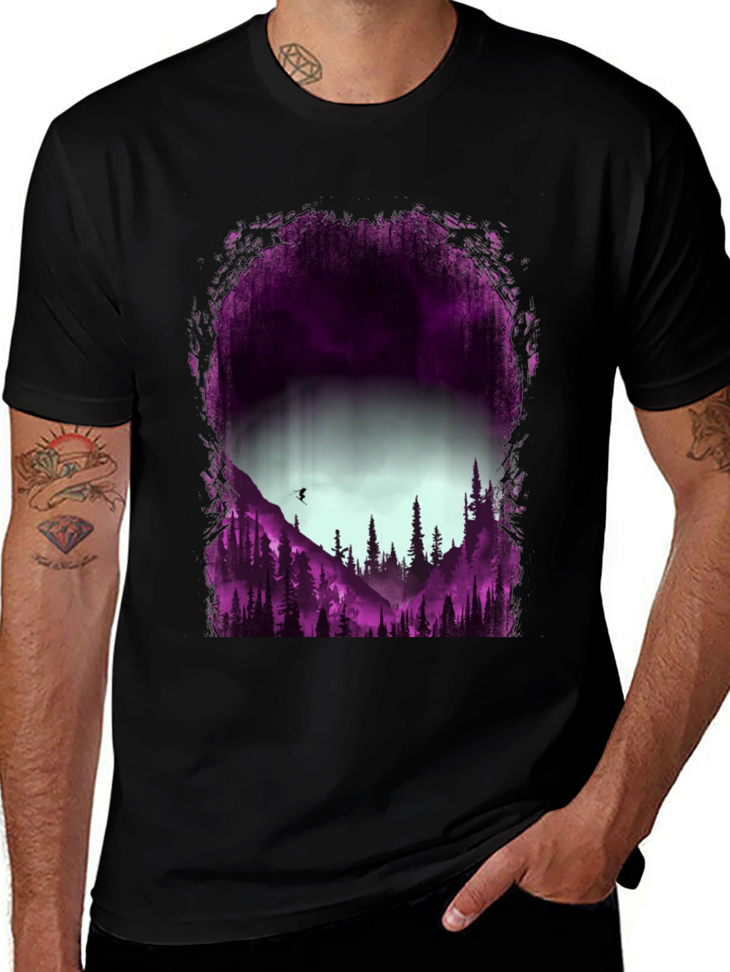 Nature Silhouette Graphic Tee - Mens Black T-Shirt