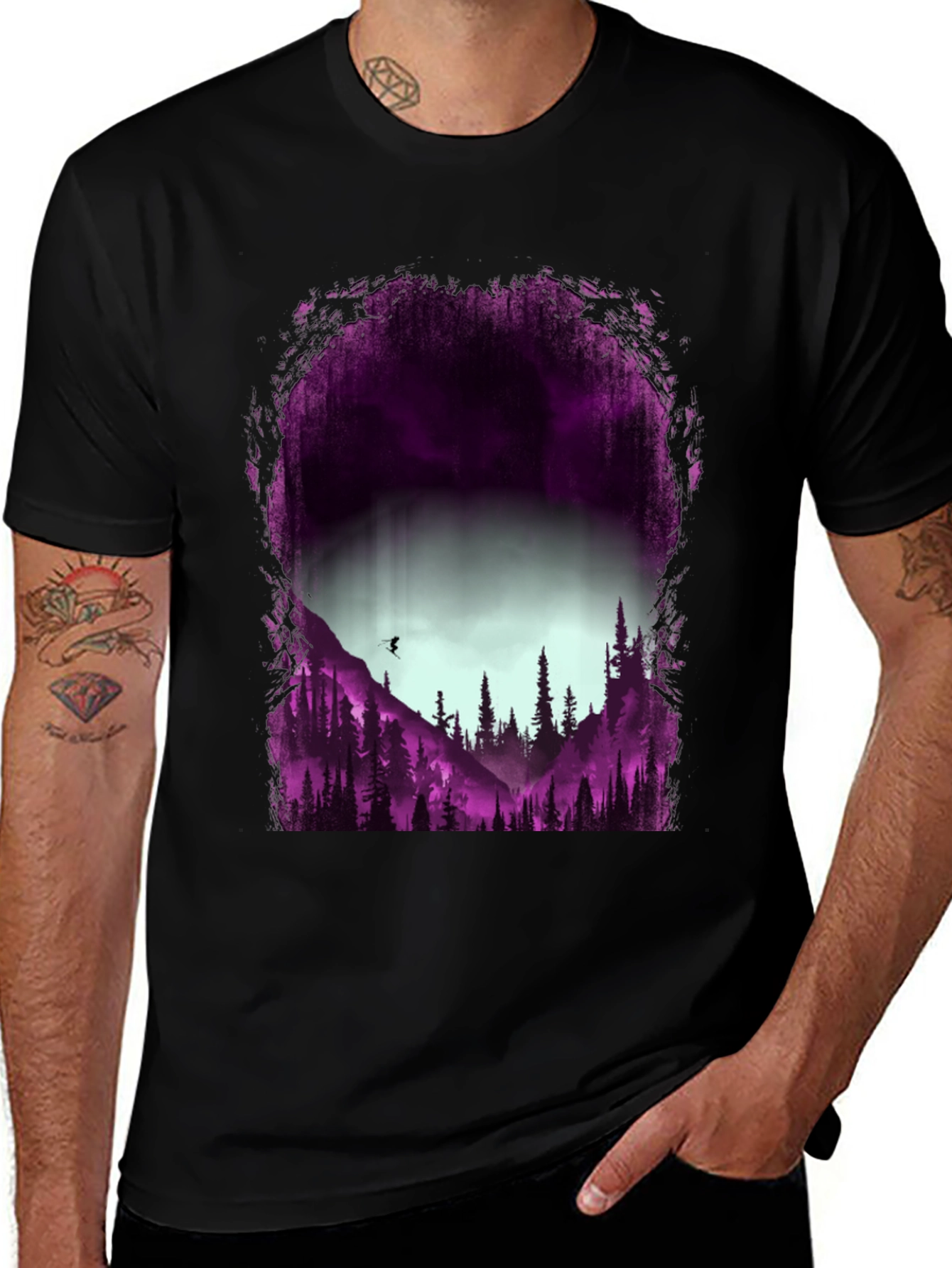 Nature Silhouette Graphic Tee - Mens Black T-Shirt
