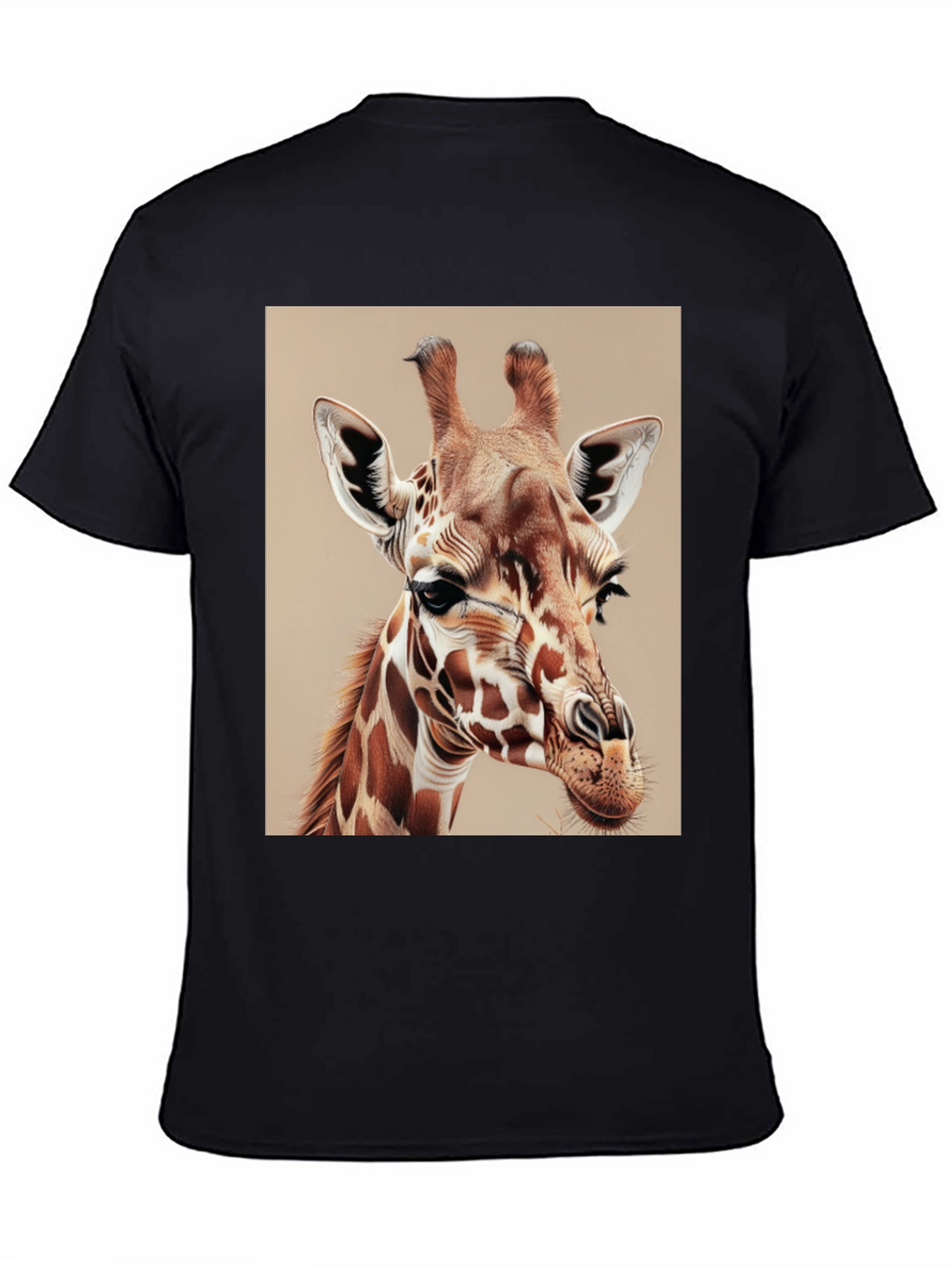 Giraffe Graphic Tee - Mens Black Cotton T-Shirt