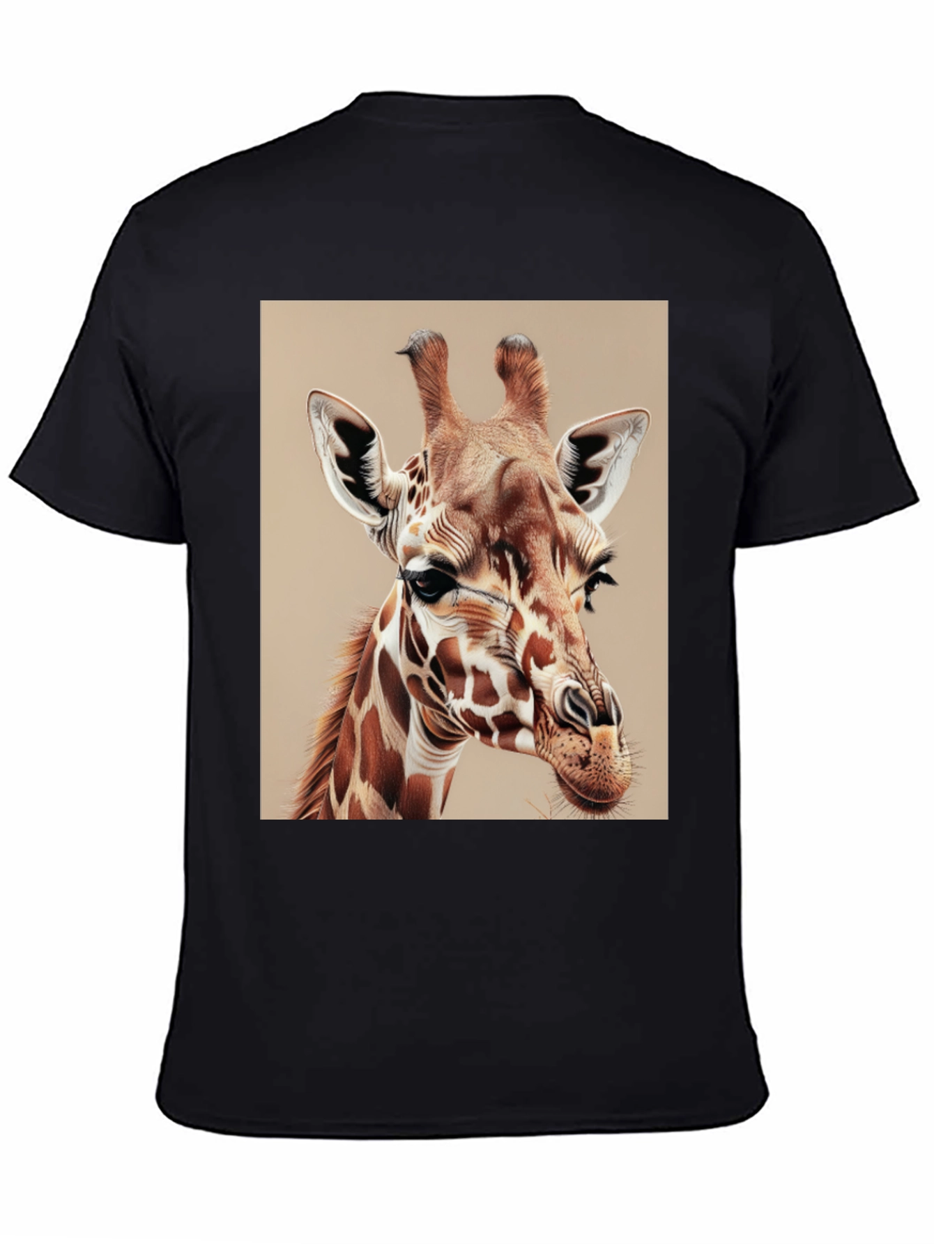 Giraffe Graphic Tee - Mens Black Cotton T-Shirt