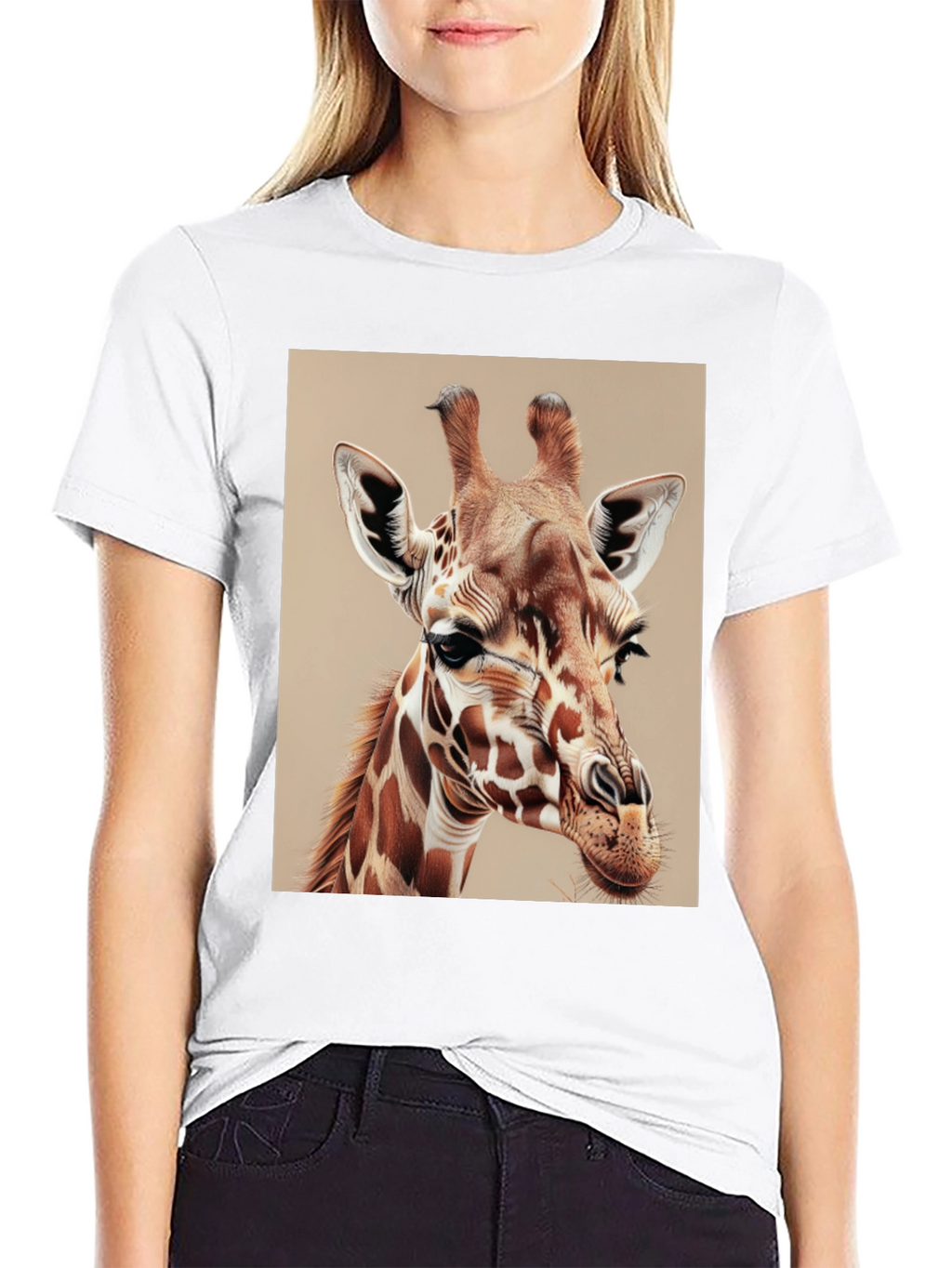 Giraffe Graphic Tee - Mens Black Cotton T-Shirt