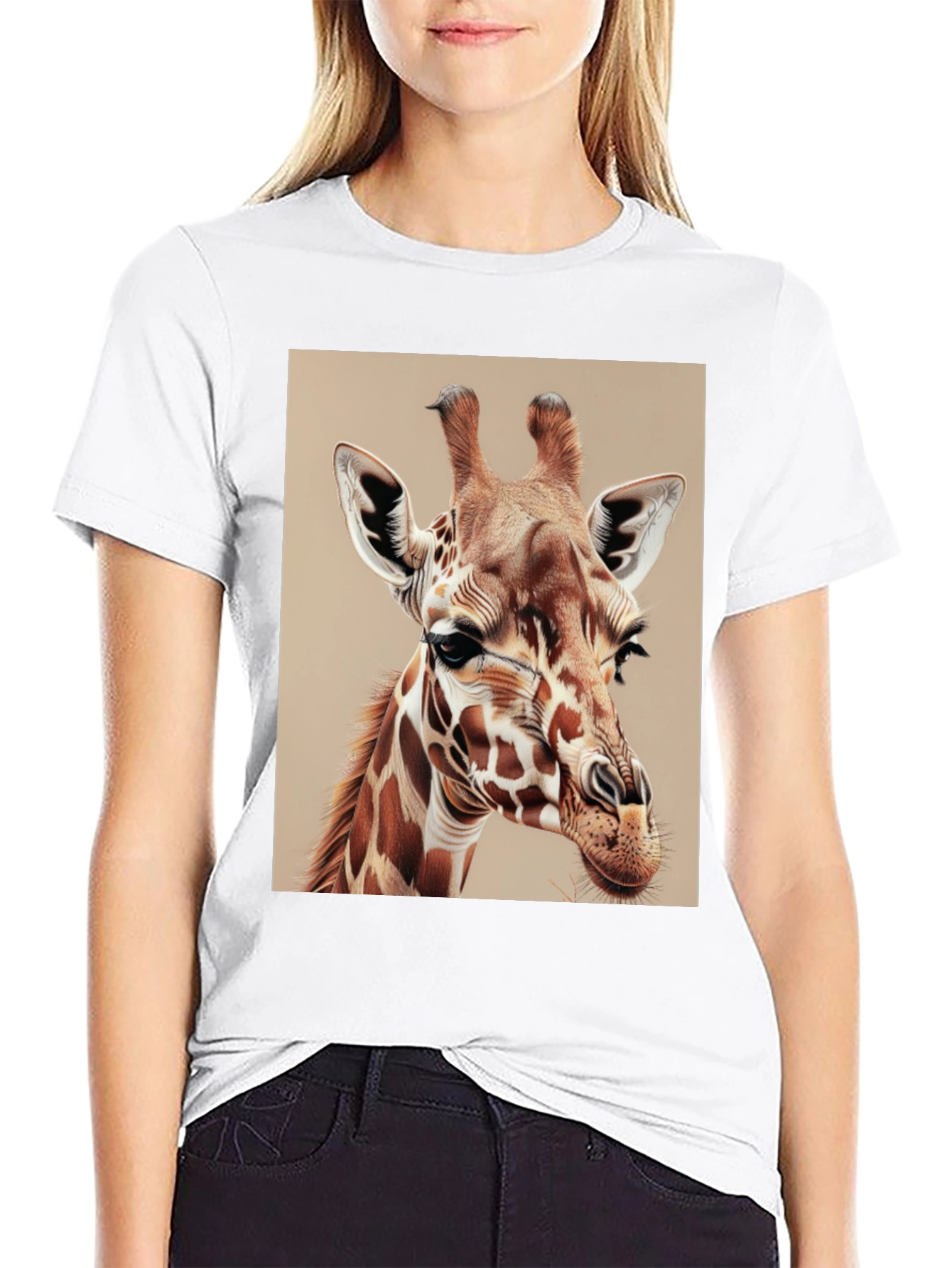 Giraffe Graphic Tee - Mens Black Cotton T-Shirt
