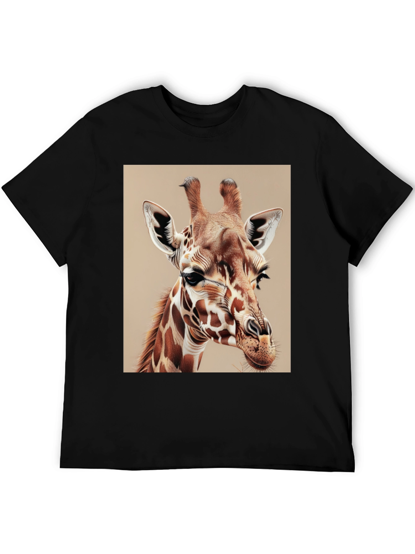 Giraffe Graphic Tee - Mens Black Cotton T-Shirt