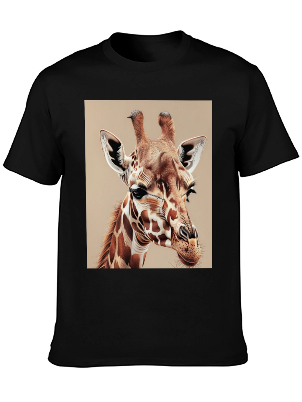 Giraffe Graphic Tee - Mens Black Cotton T-Shirt