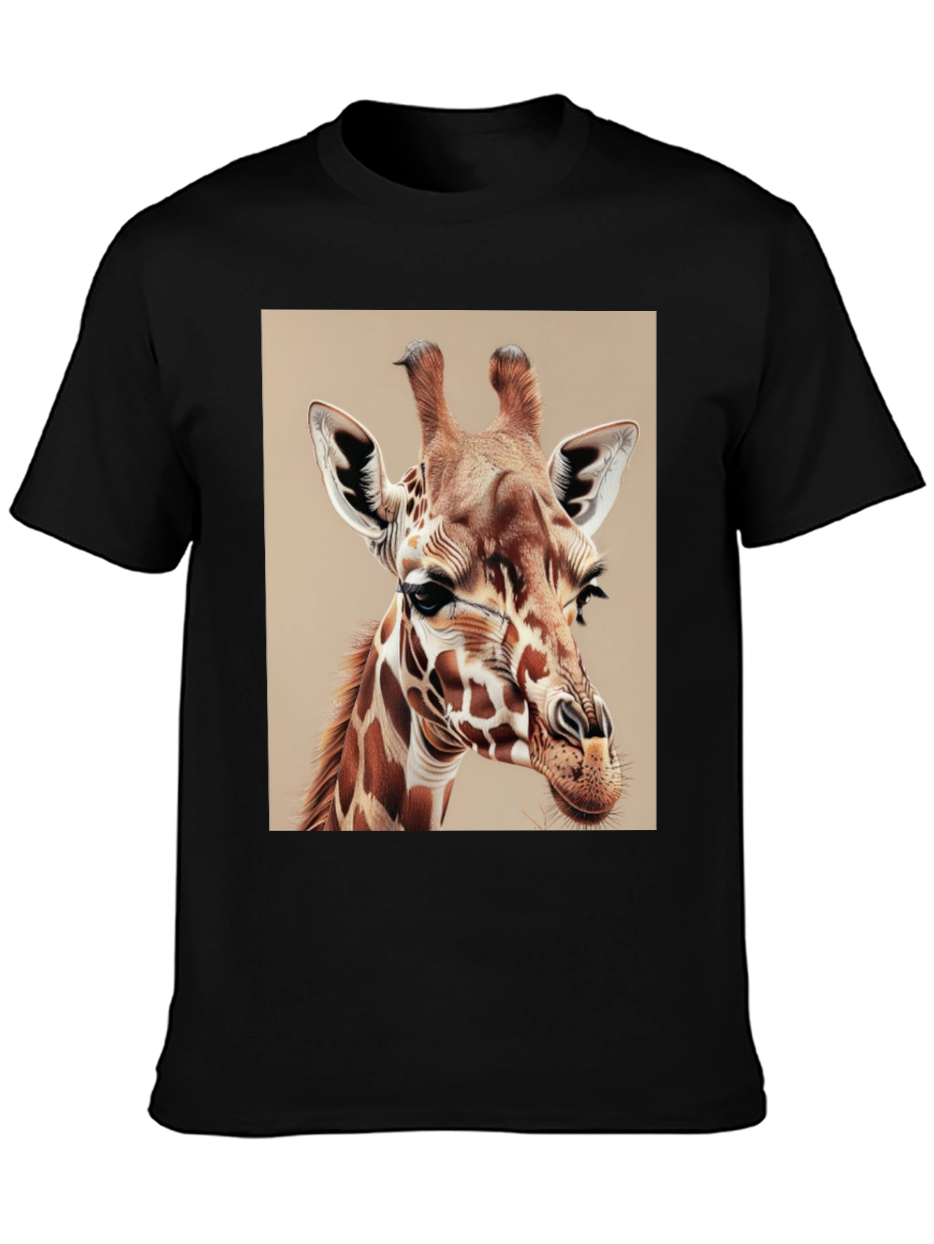 Giraffe Graphic Tee - Mens Black Cotton T-Shirt