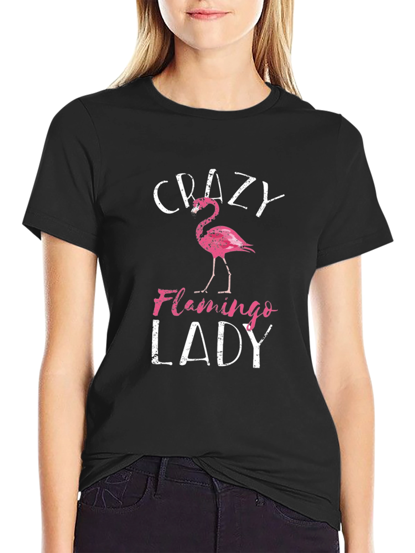 Crazy Flamingo Lady Graphic Tee