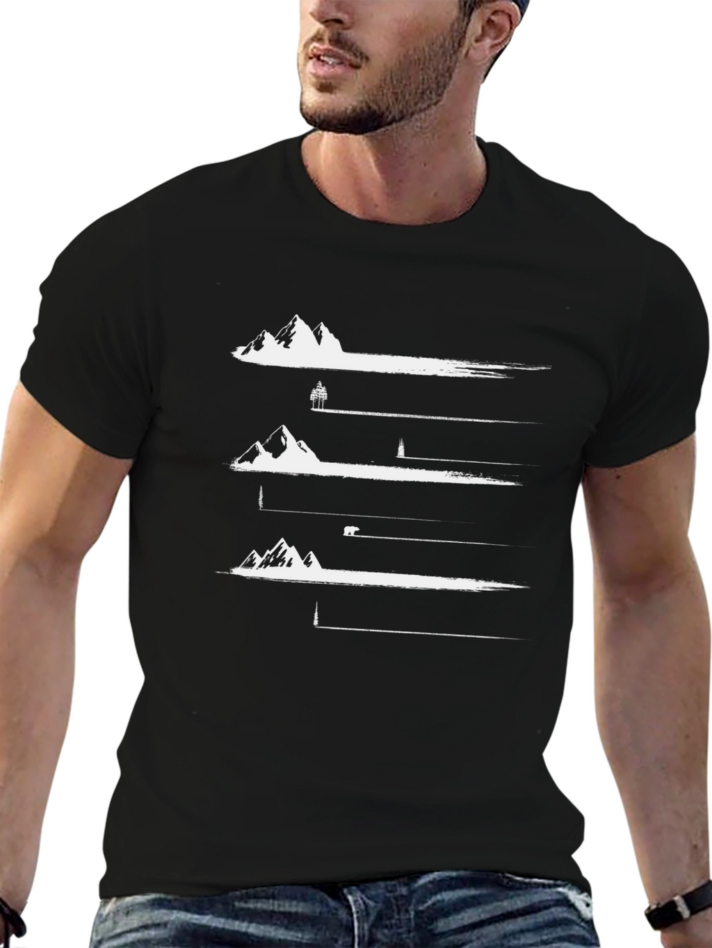 Nature Scene Graphic T-Shirt - Black